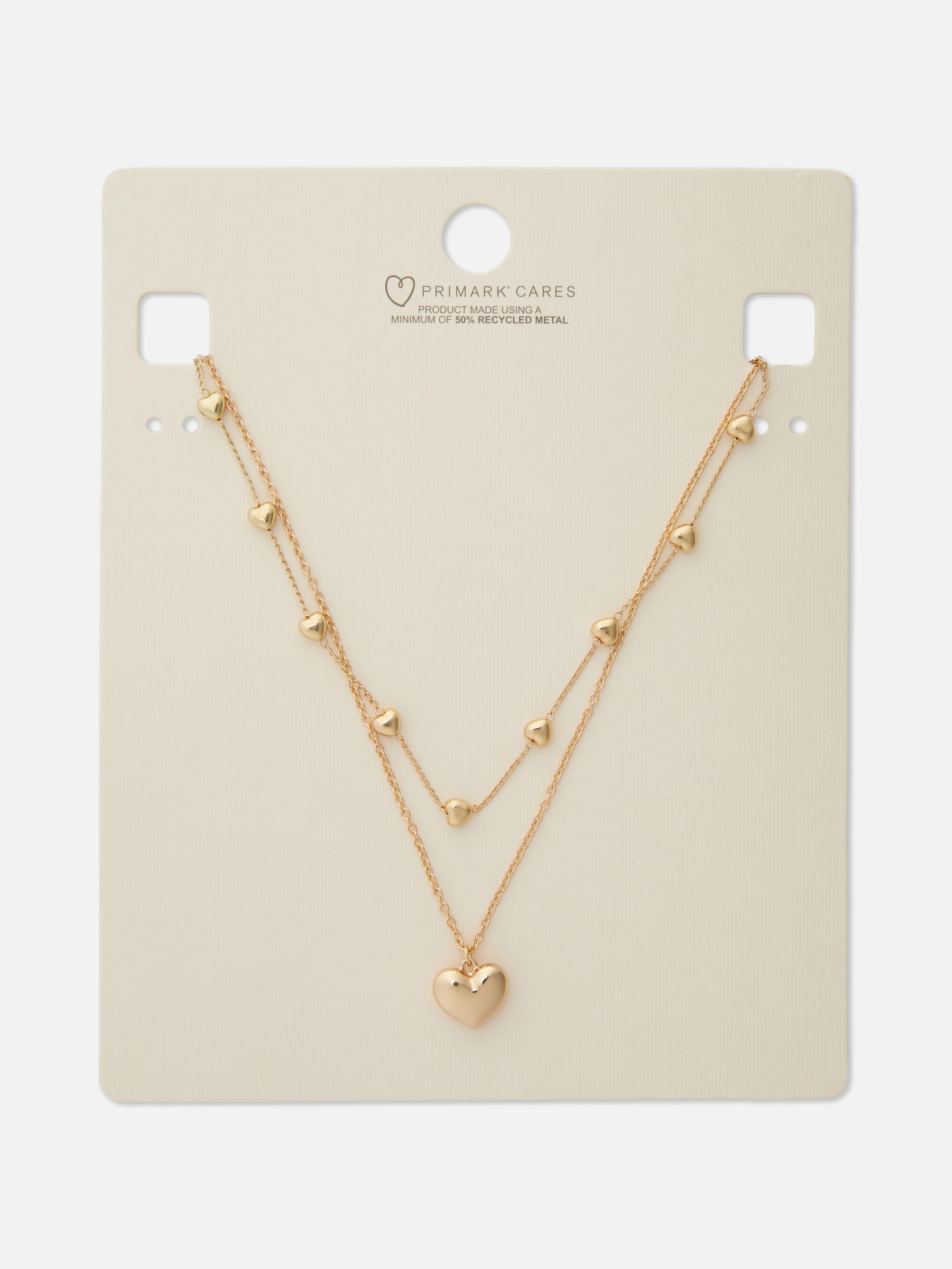 Double Chain Heart Necklace