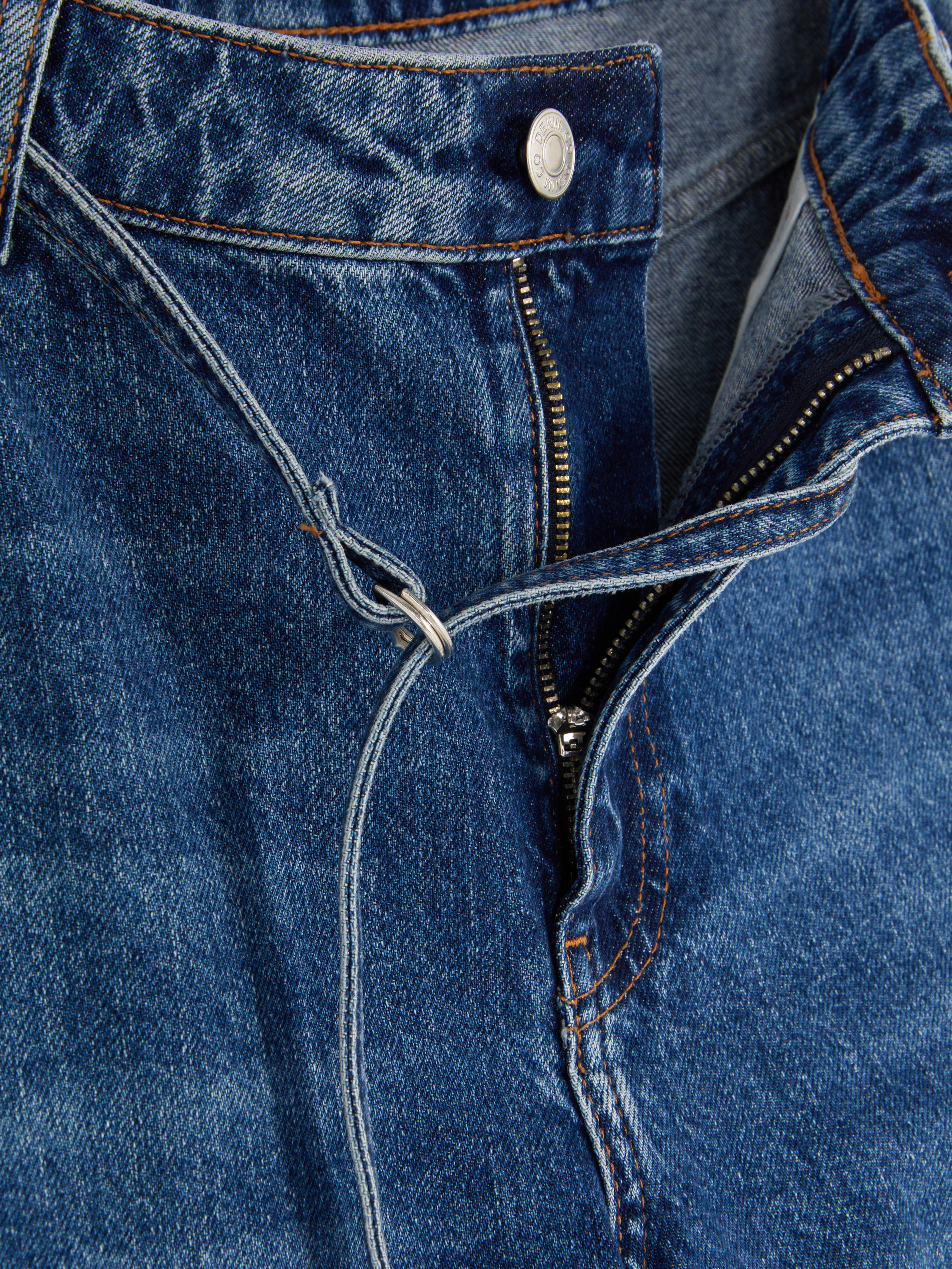 D-Ring Belted Wide Leg Jeans