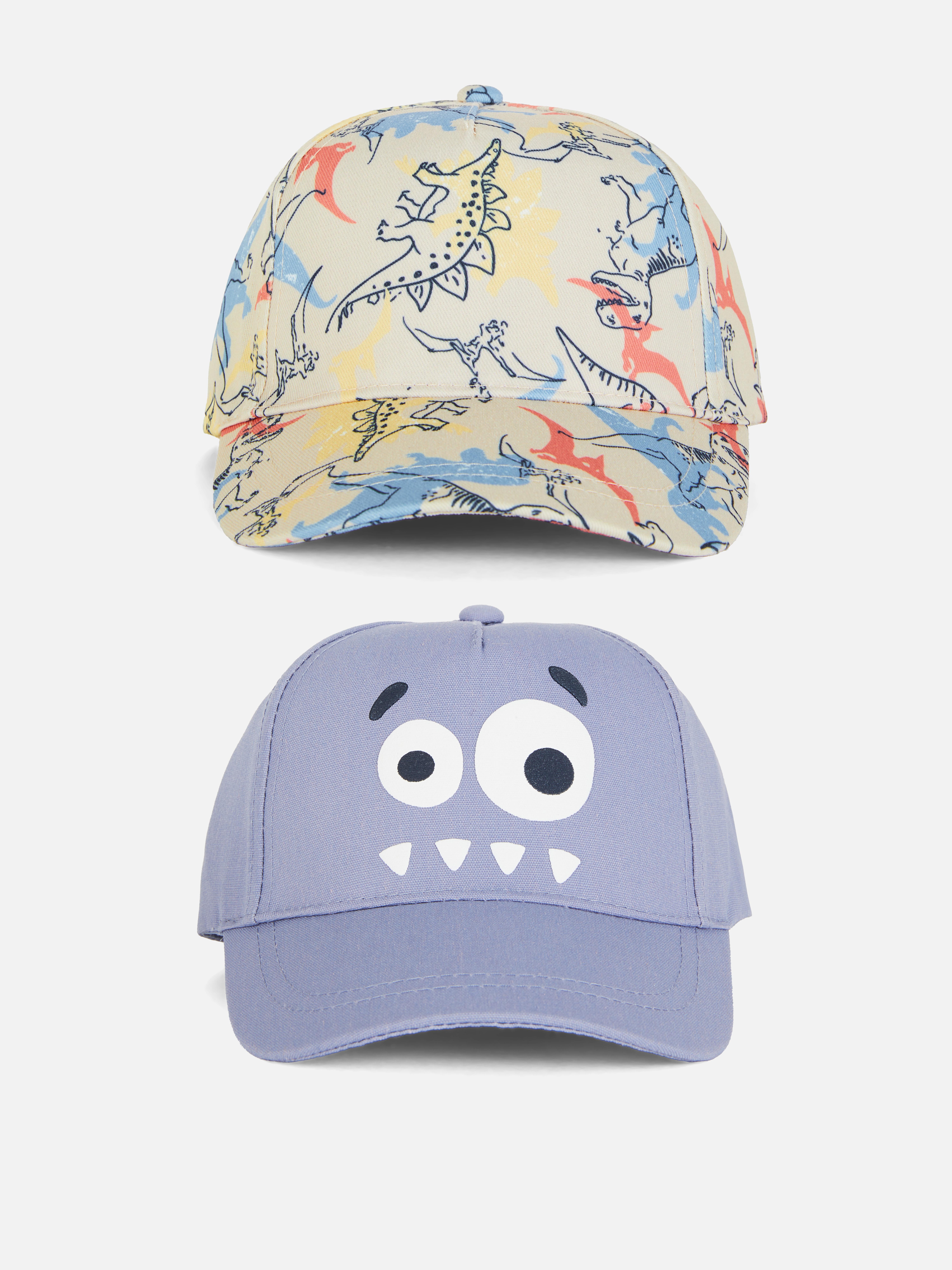 Lot de 2 casquettes de baseball à motif dinosaure