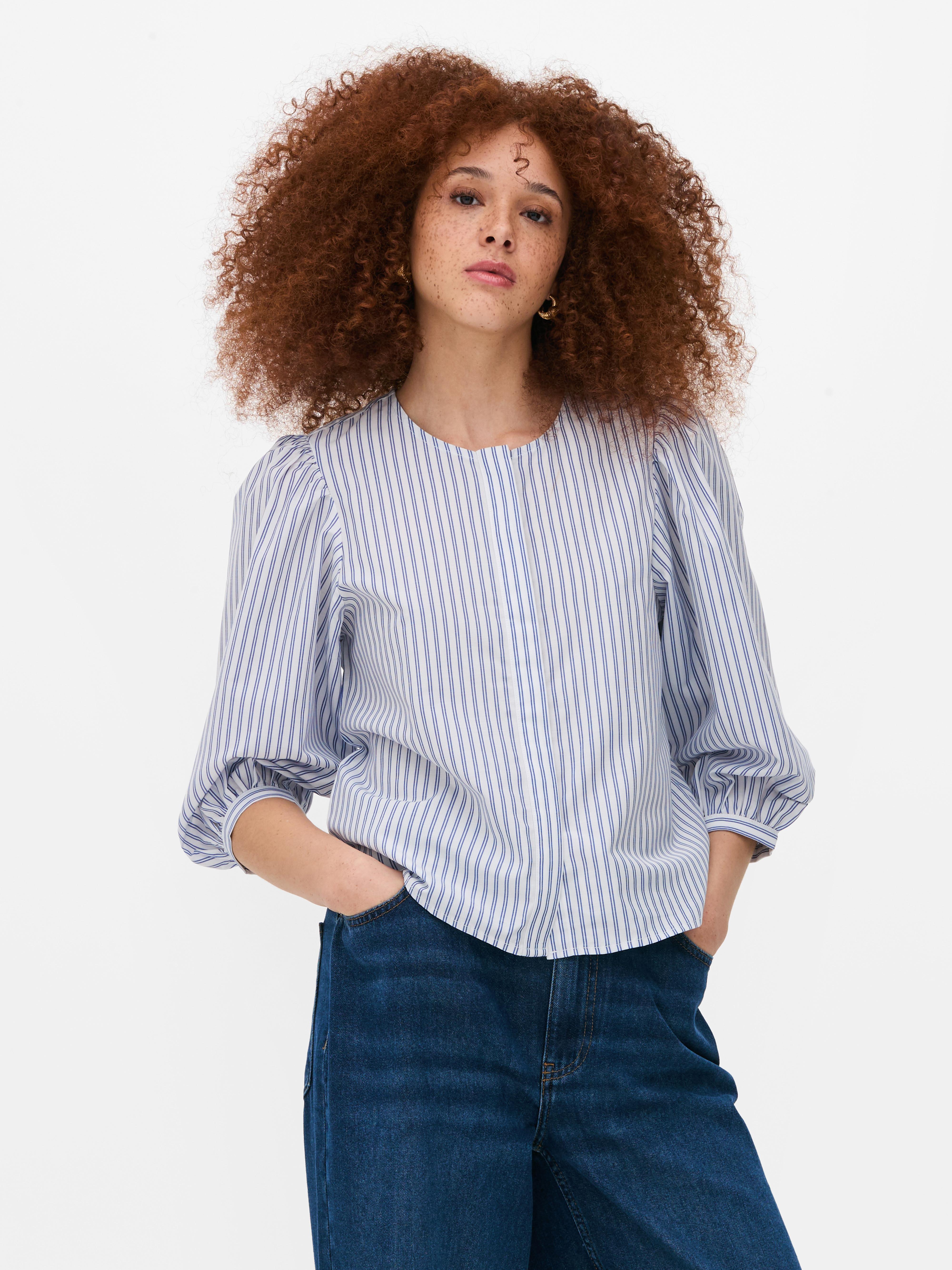 Puff Sleeve Poplin Blouse