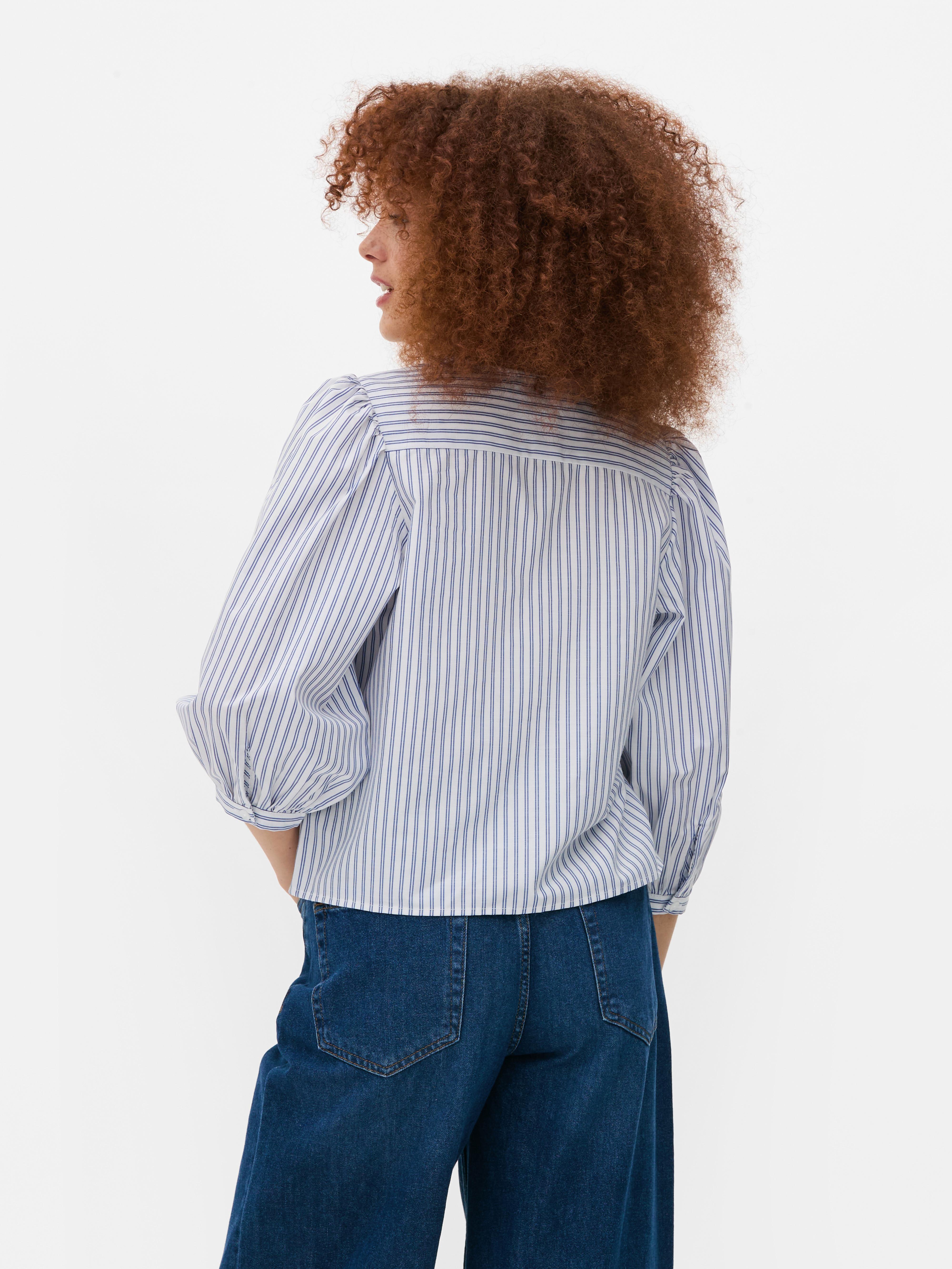 Puff Sleeve Poplin Blouse