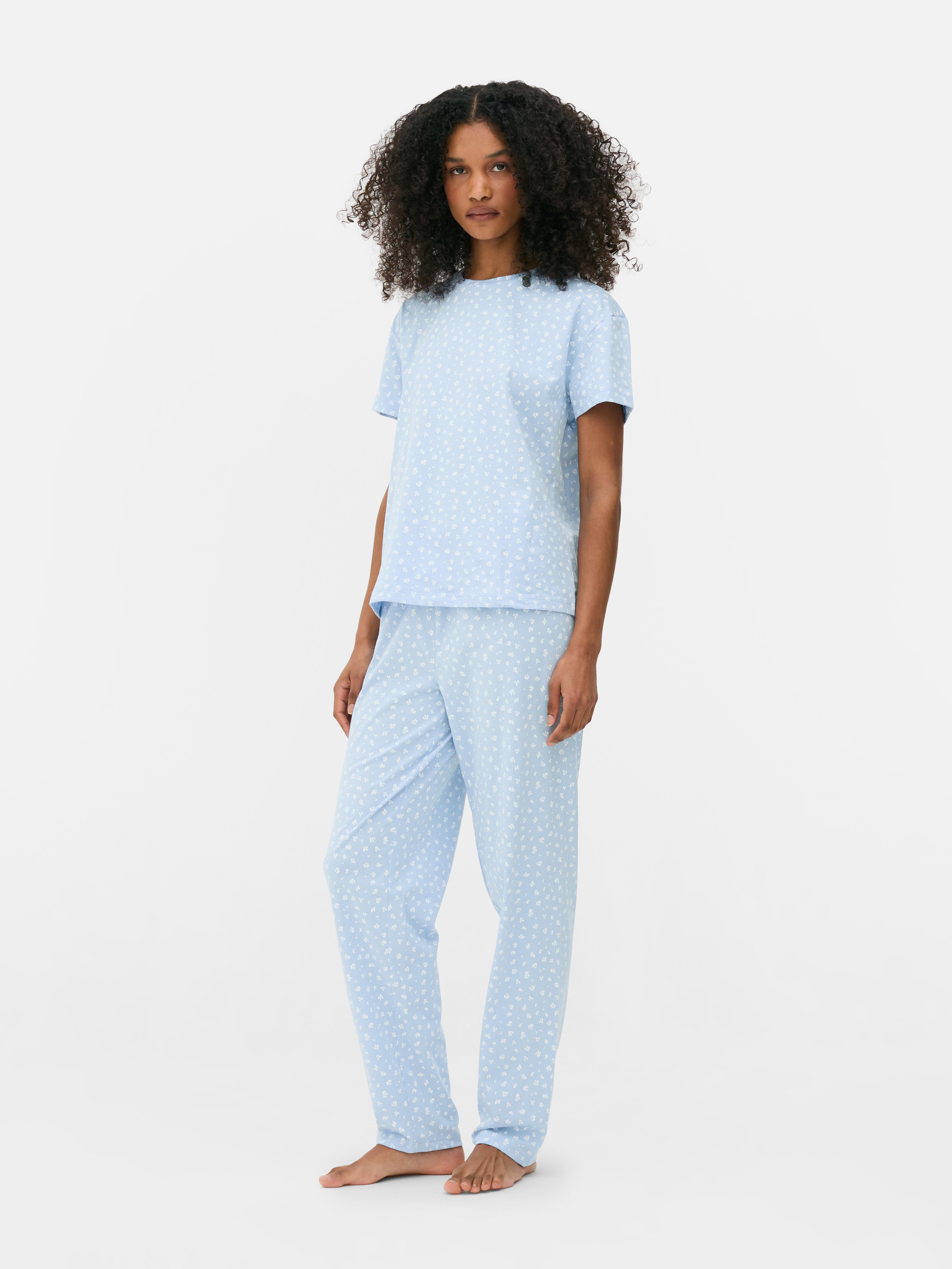 Lange jersey pyjama Lichtblauw