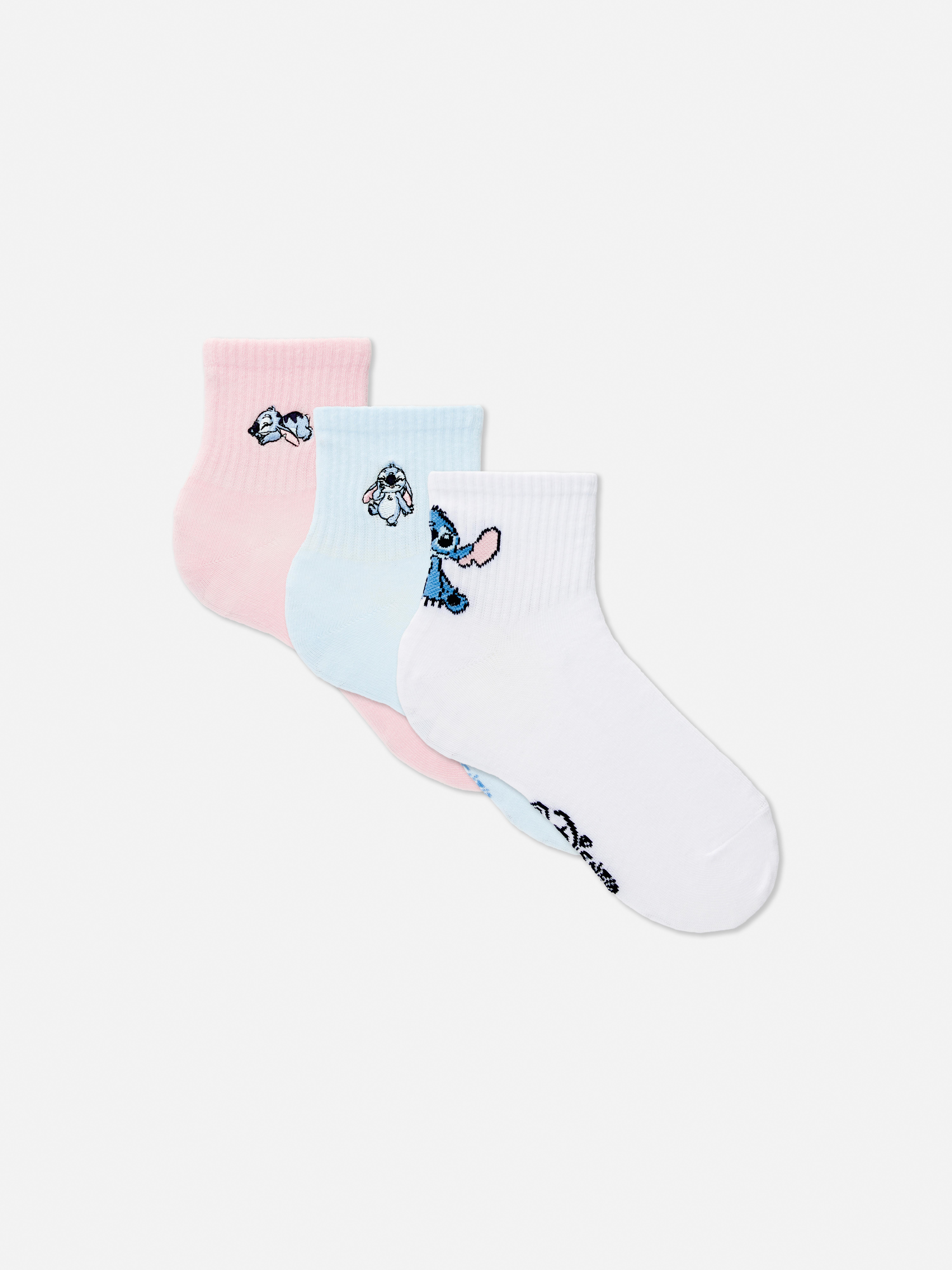 3pk Disney’s Stitch Quarter Crew Socks