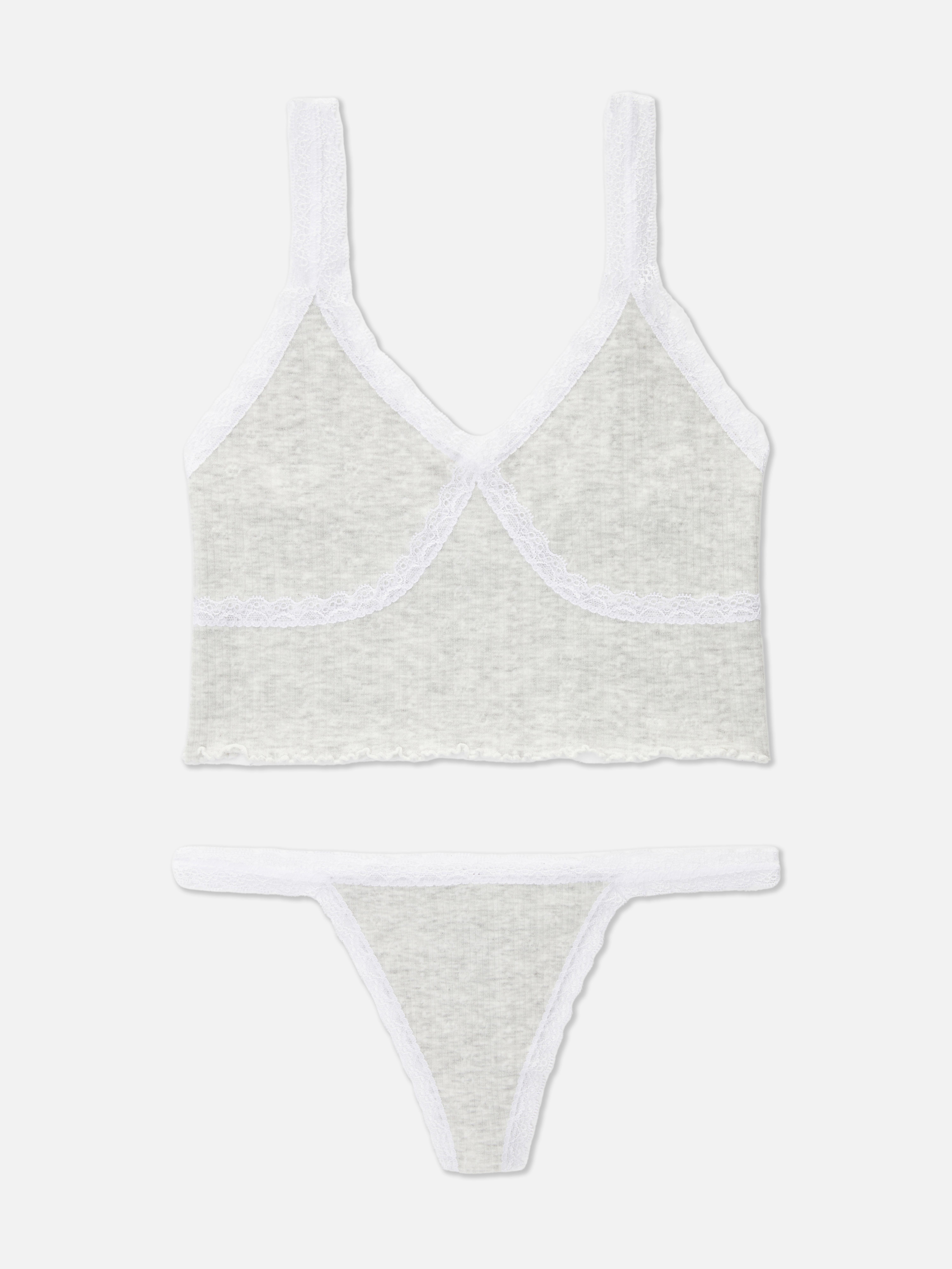 Heart Print Pointelle Lingerie Set