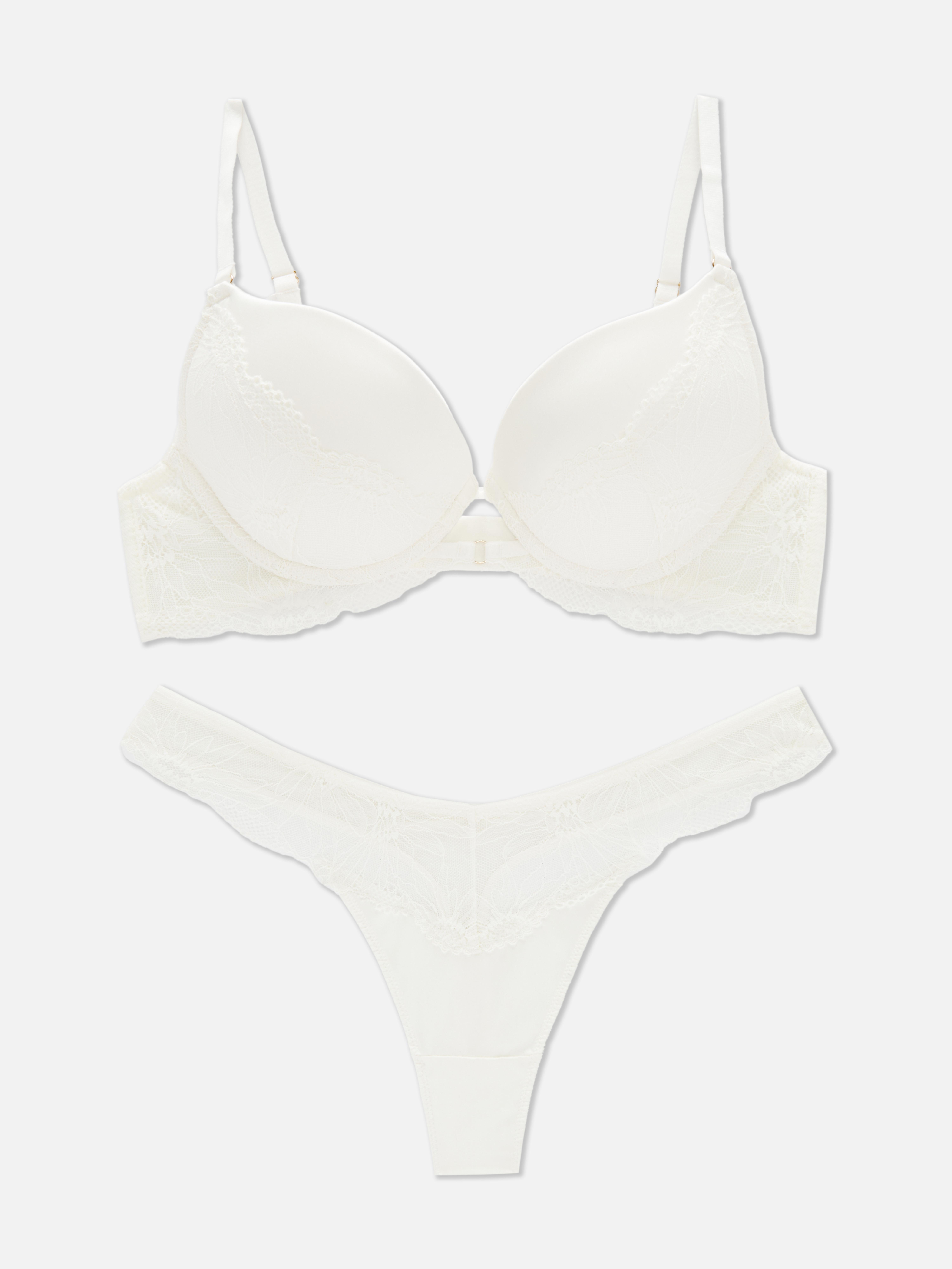 Set de lenjerie cu push-up, din satin și dantelă