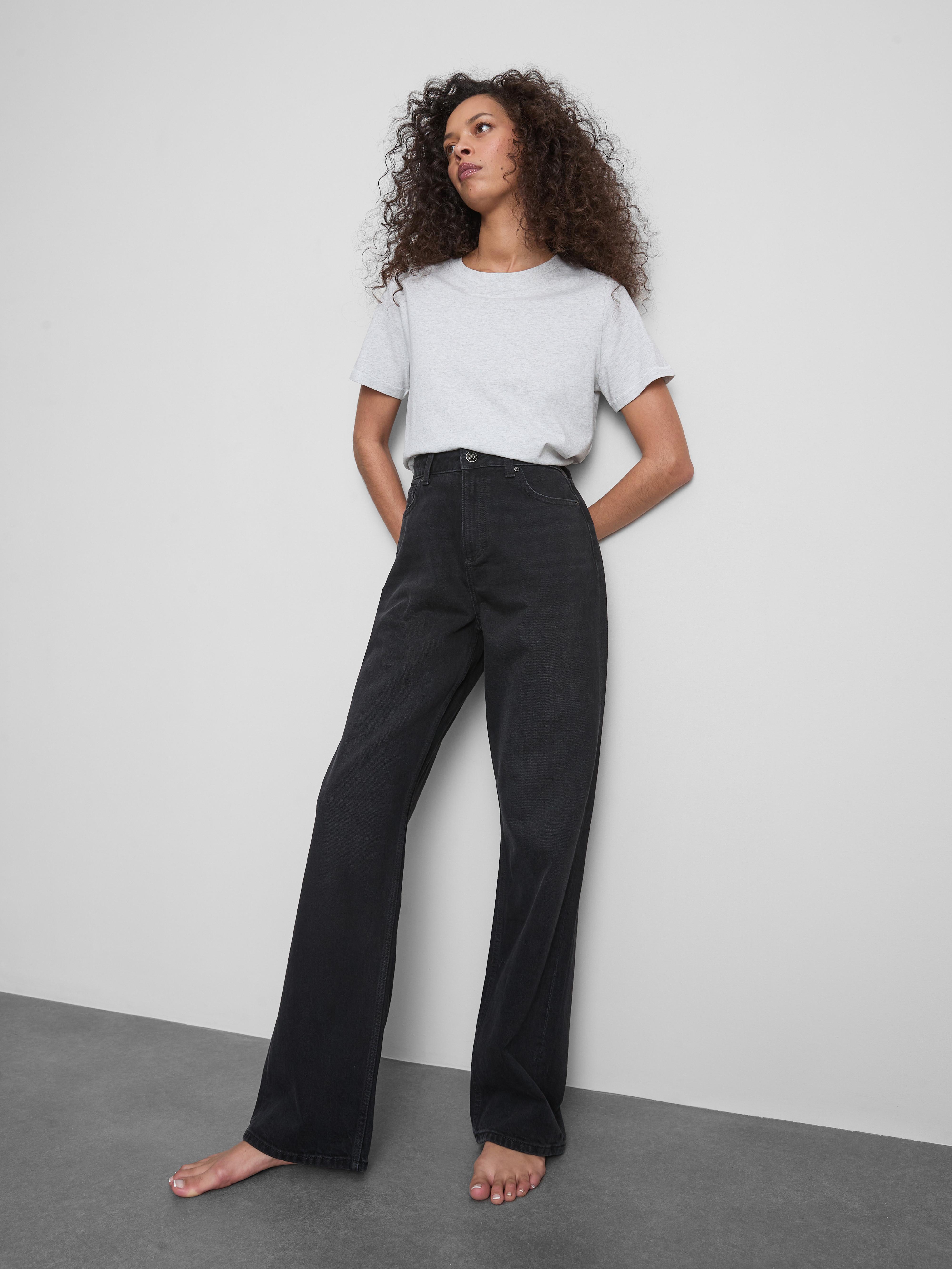 Jeans mit hohem Bund und geradem Bein Schwarz