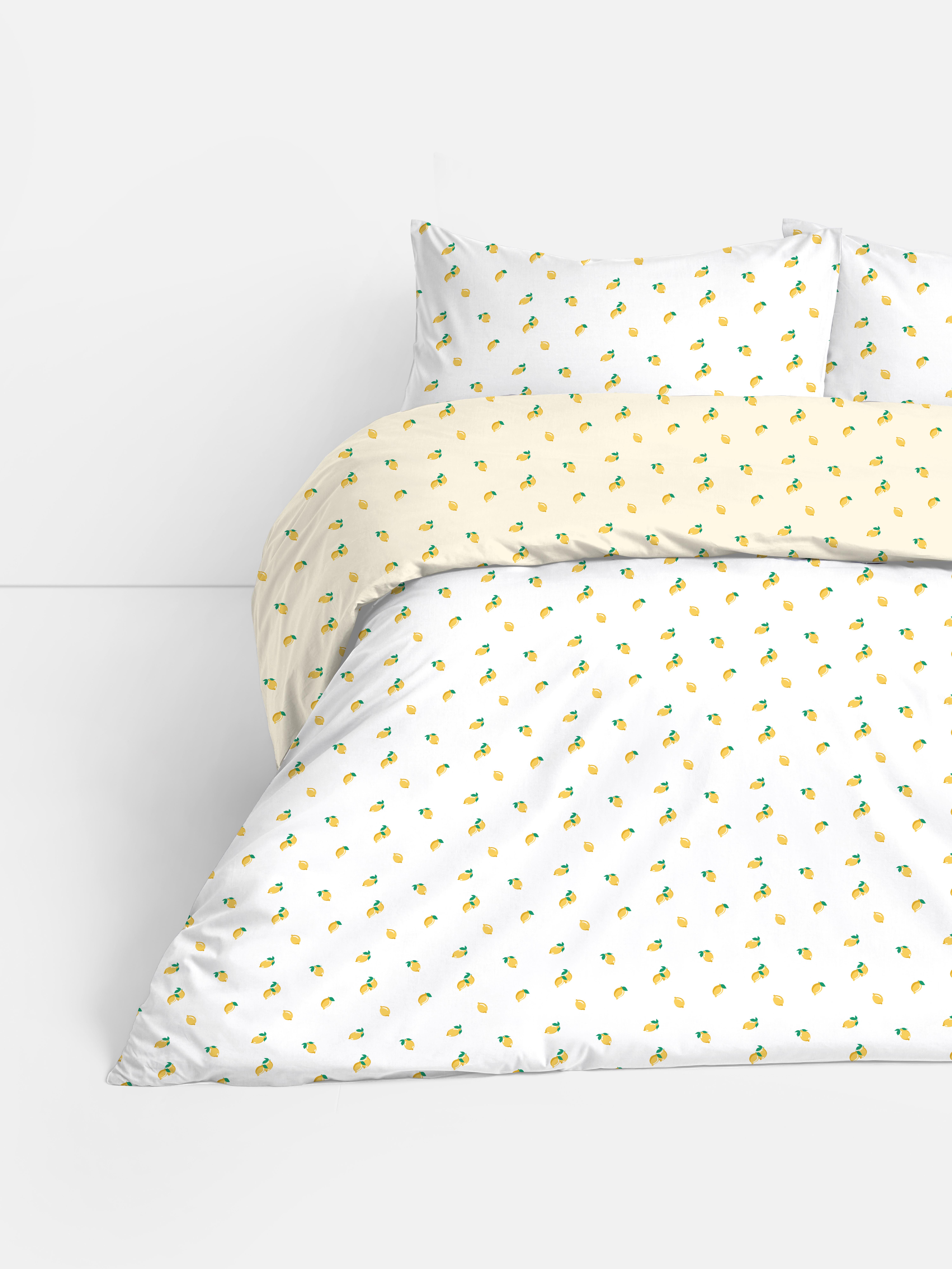 Reversible Lemon Double Duvet Cover Set