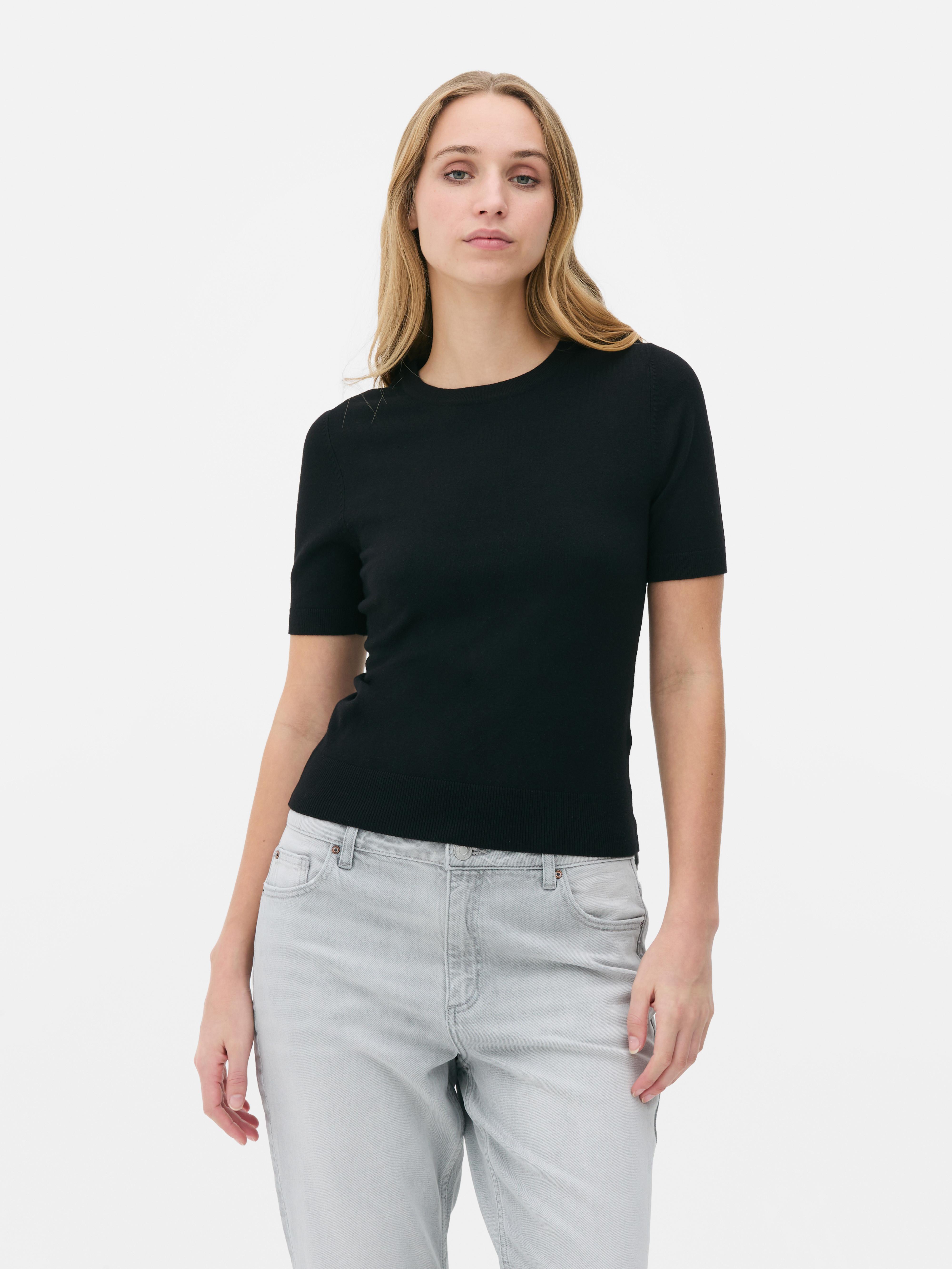 Maglione a maniche corte Nero
