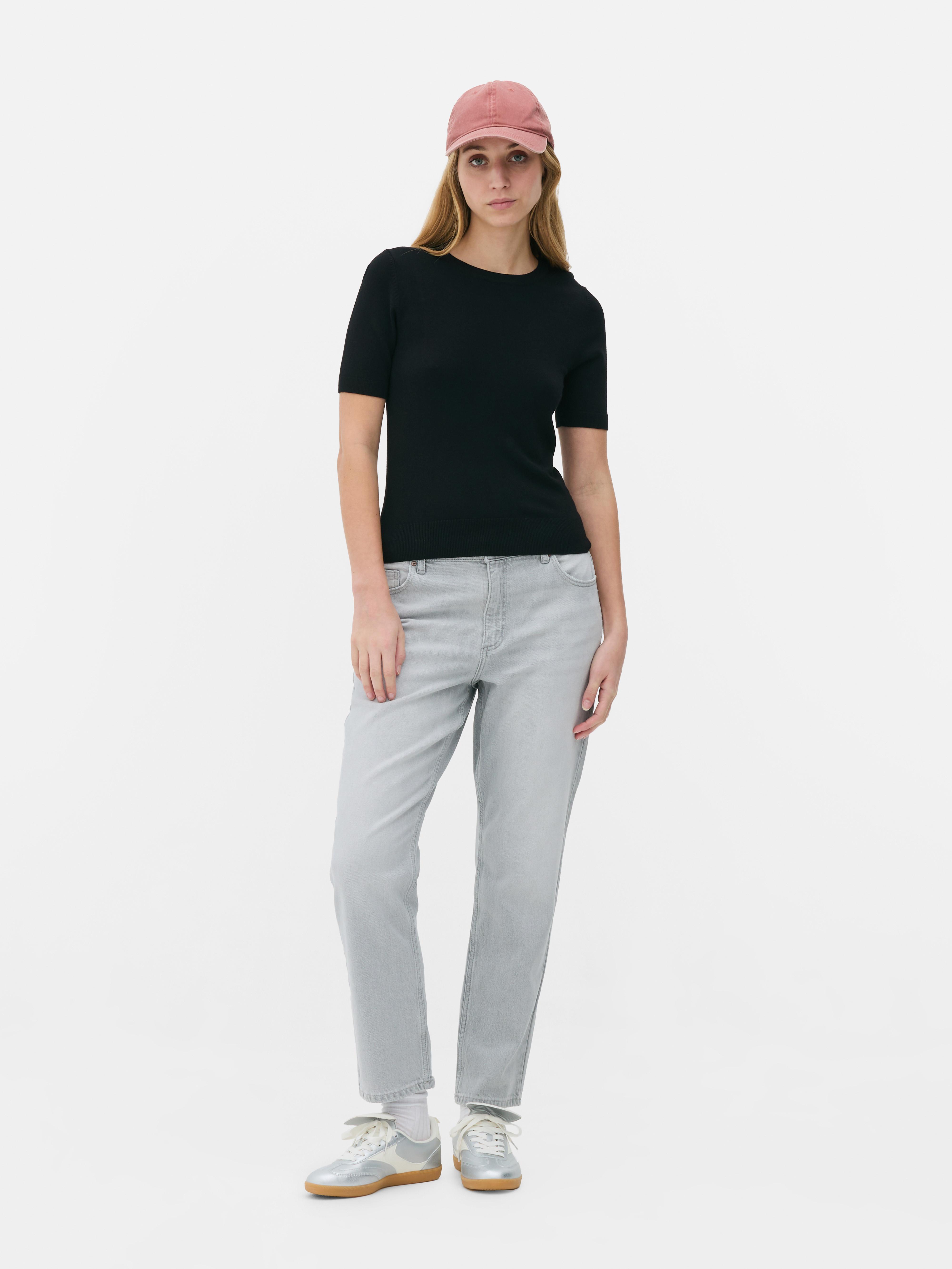 T-shirt Fille Primark Noir 100% Coton Taille 2XS - Occasion Bon état, Motif Emoji, Col Crew