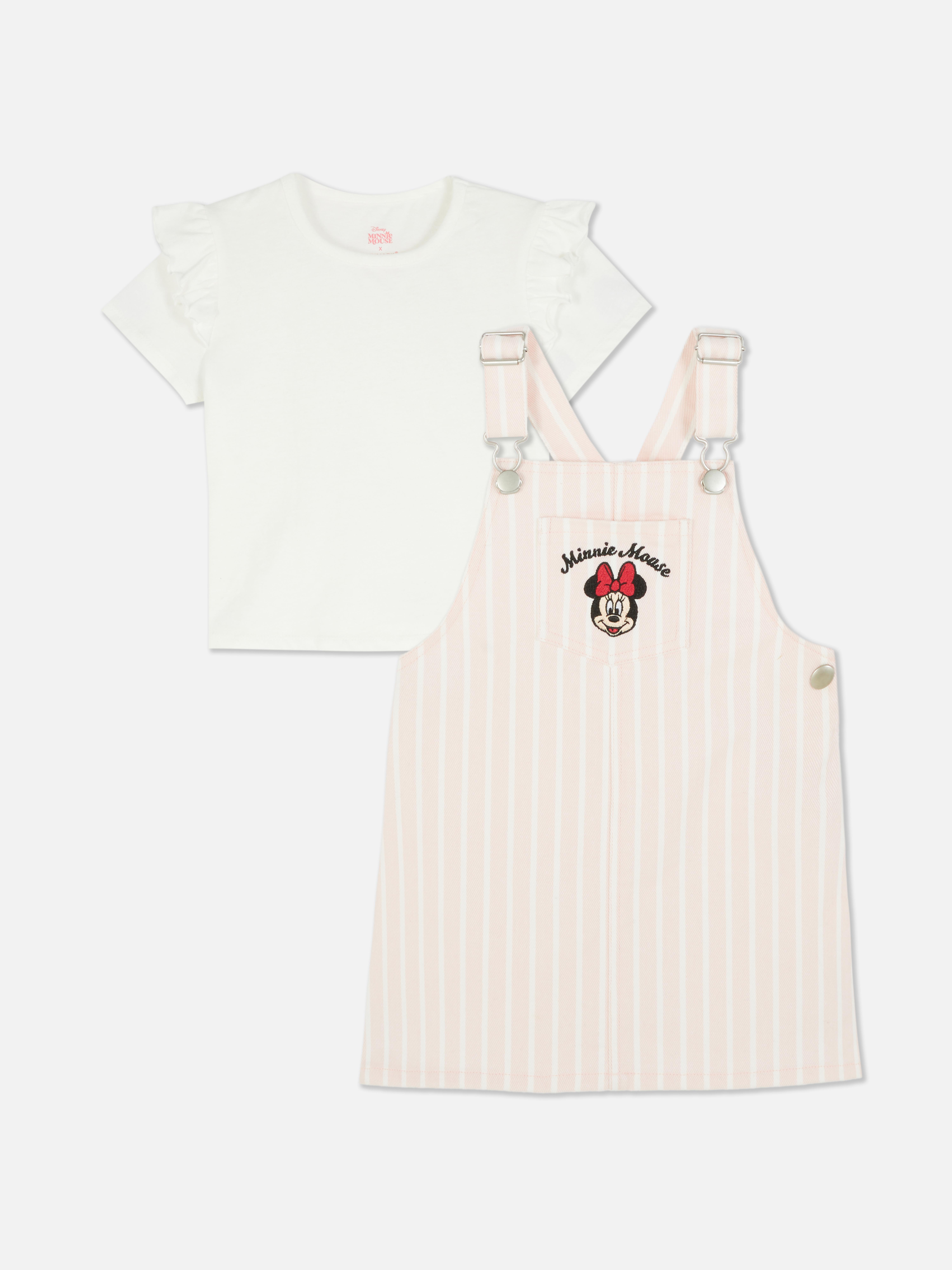 Conjunto t-shirt/vestido jardineira Disney Minnie
