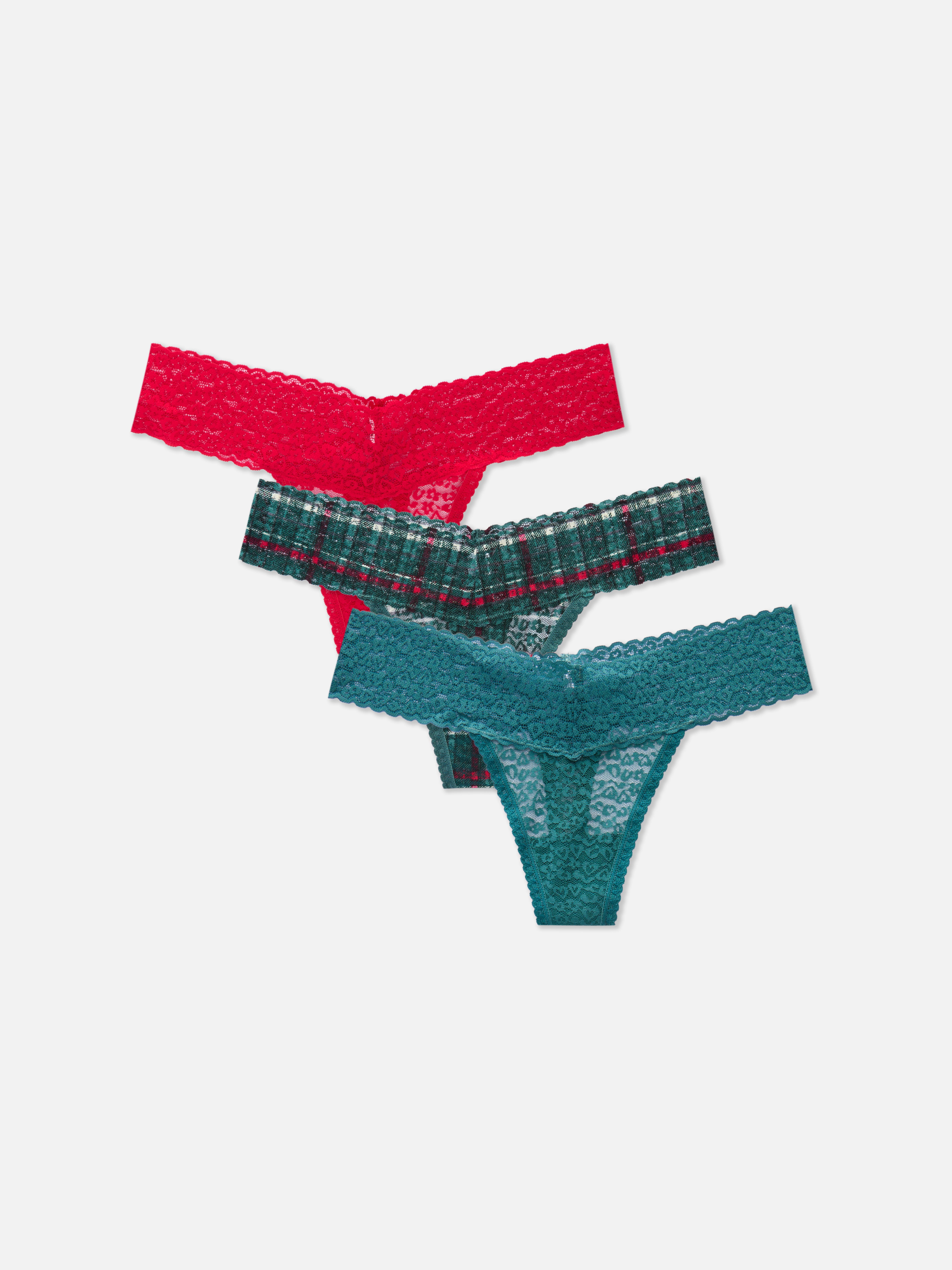 Čipkované bandeau tangá, 3 ks Zelená