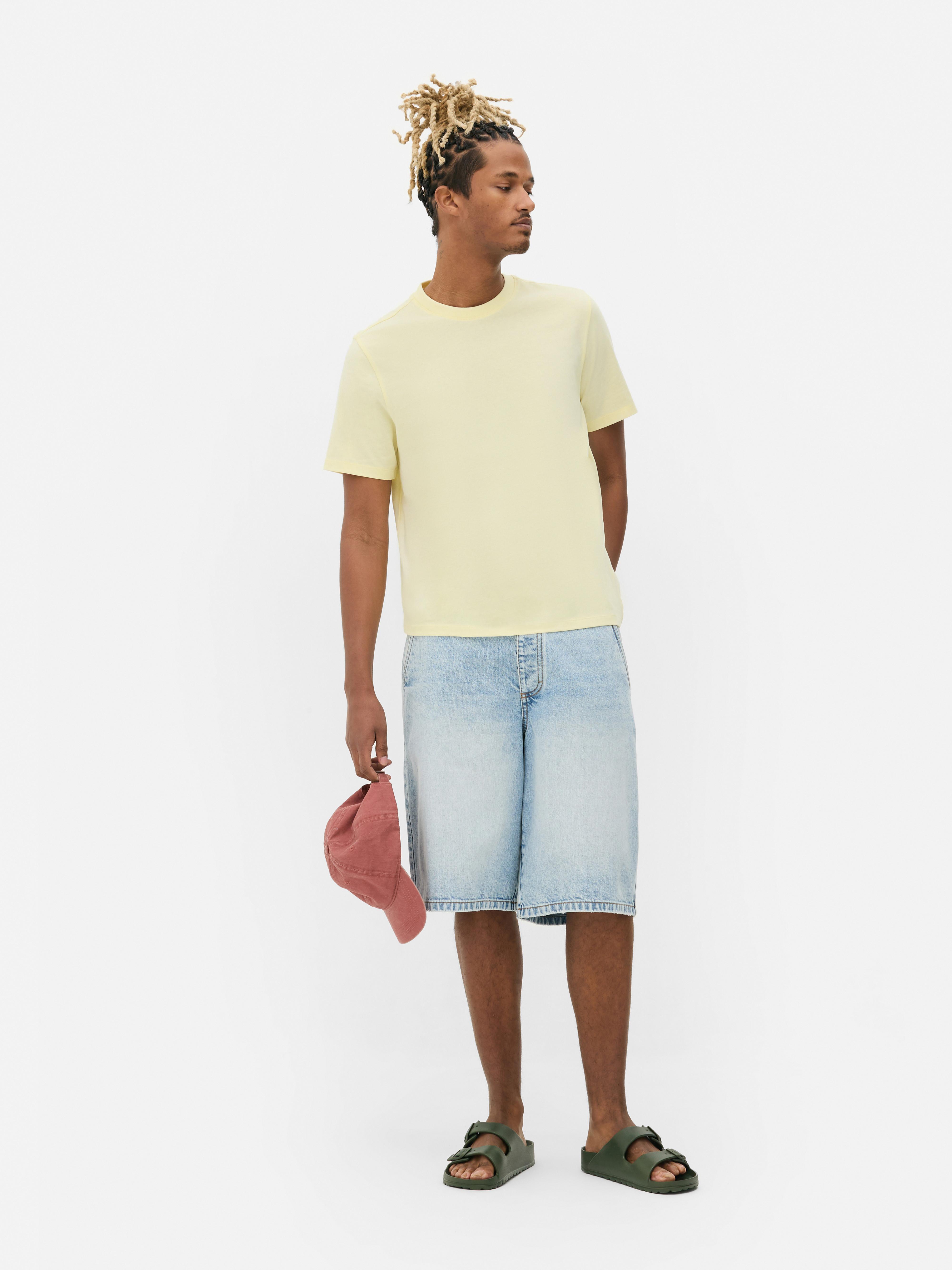 T-shirt met ronde hals Geel