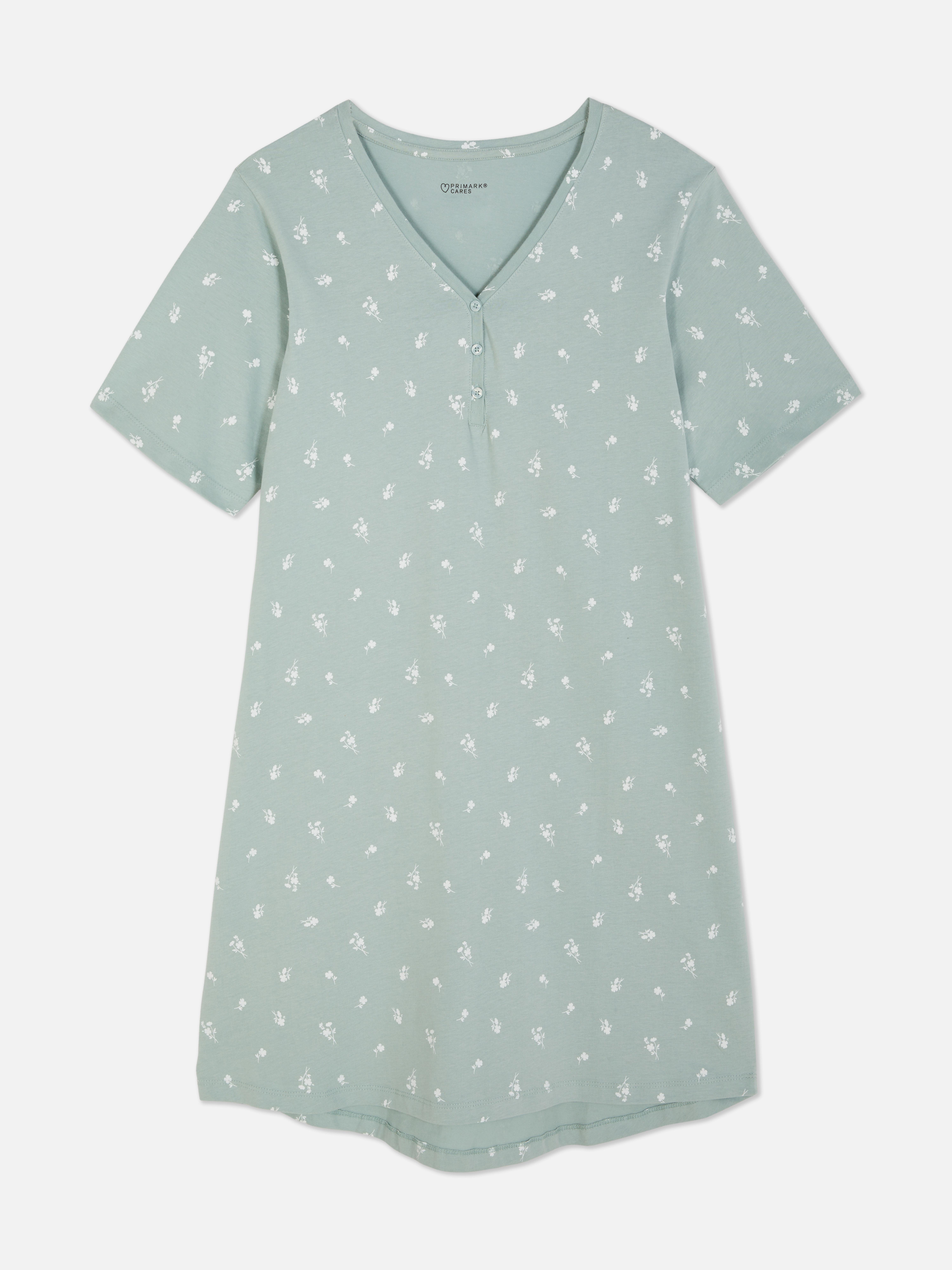 Jersey nachthemd met V-hals