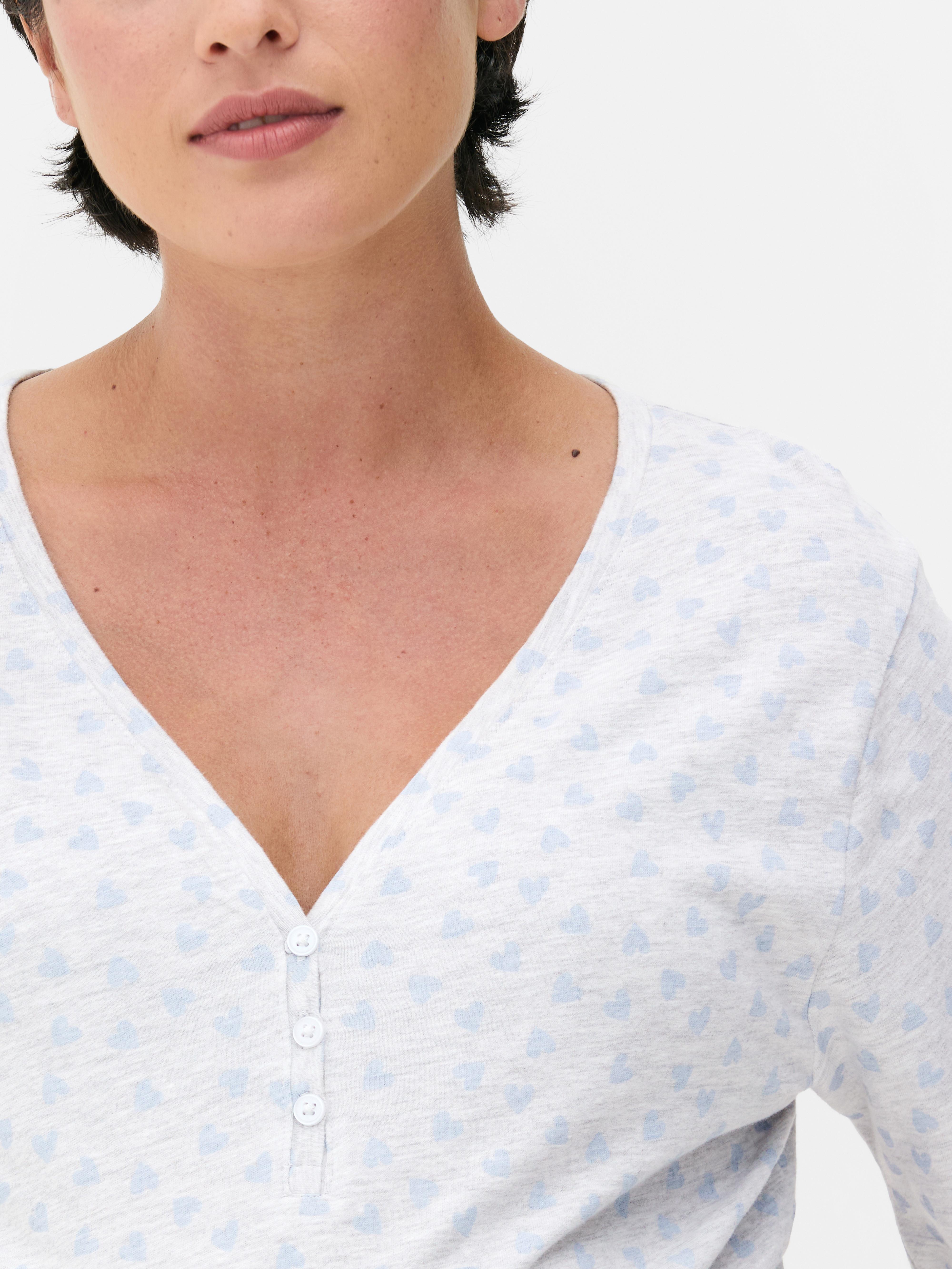 Jersey nachthemd met V-hals