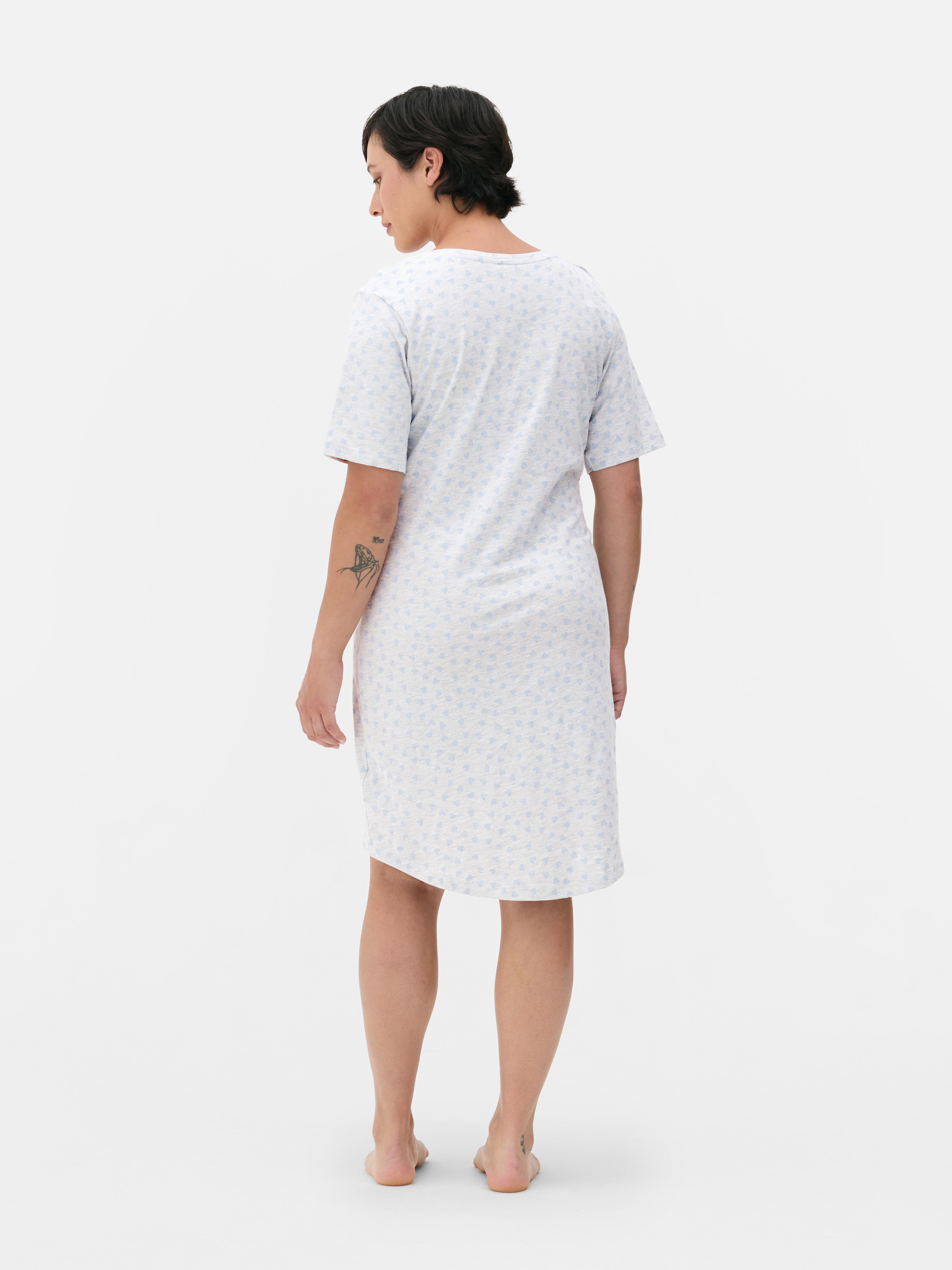 Jersey nachthemd met V-hals