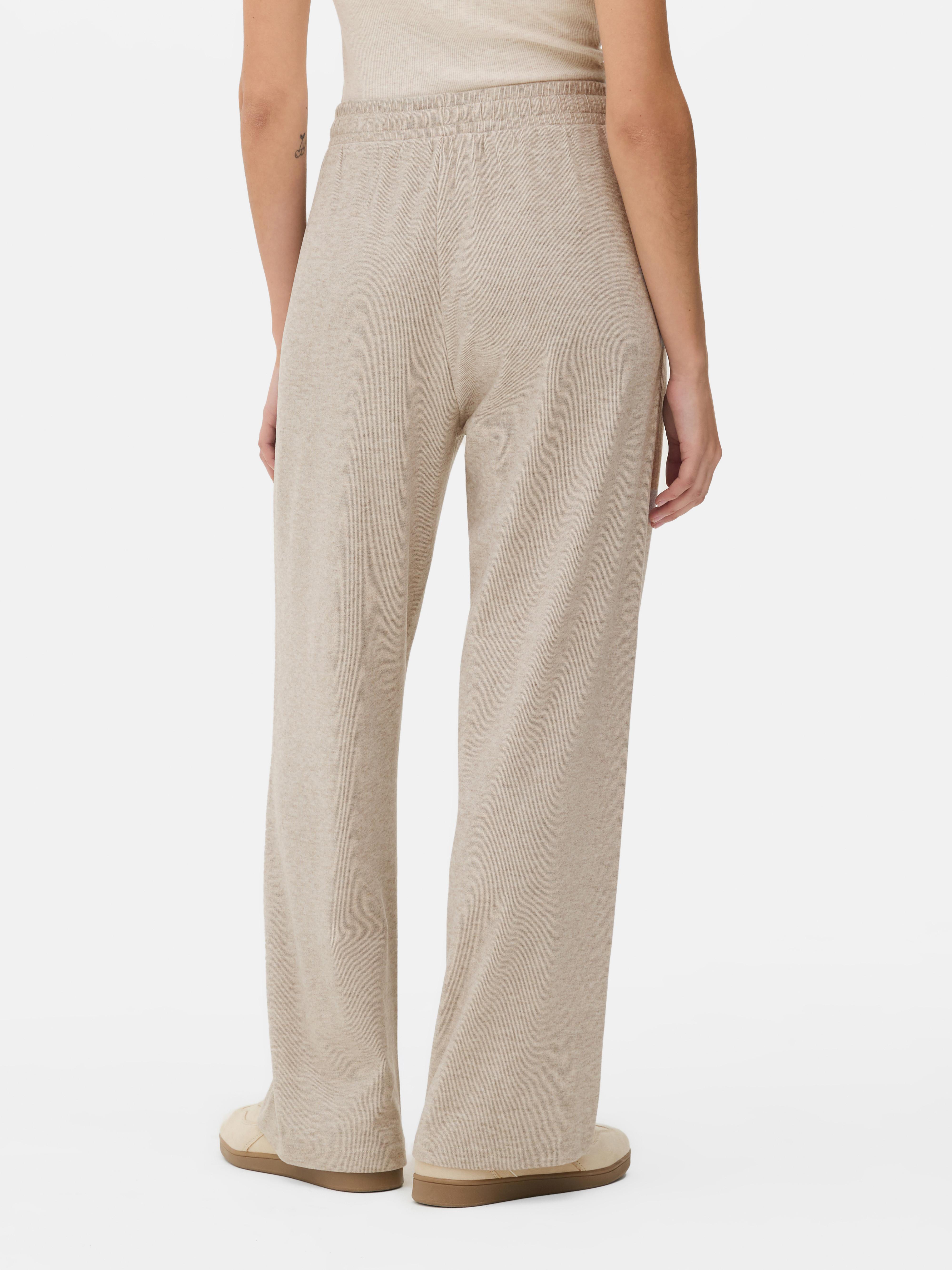 Women's Oatmeal Ribbed Straight Leg Joggers | Primark