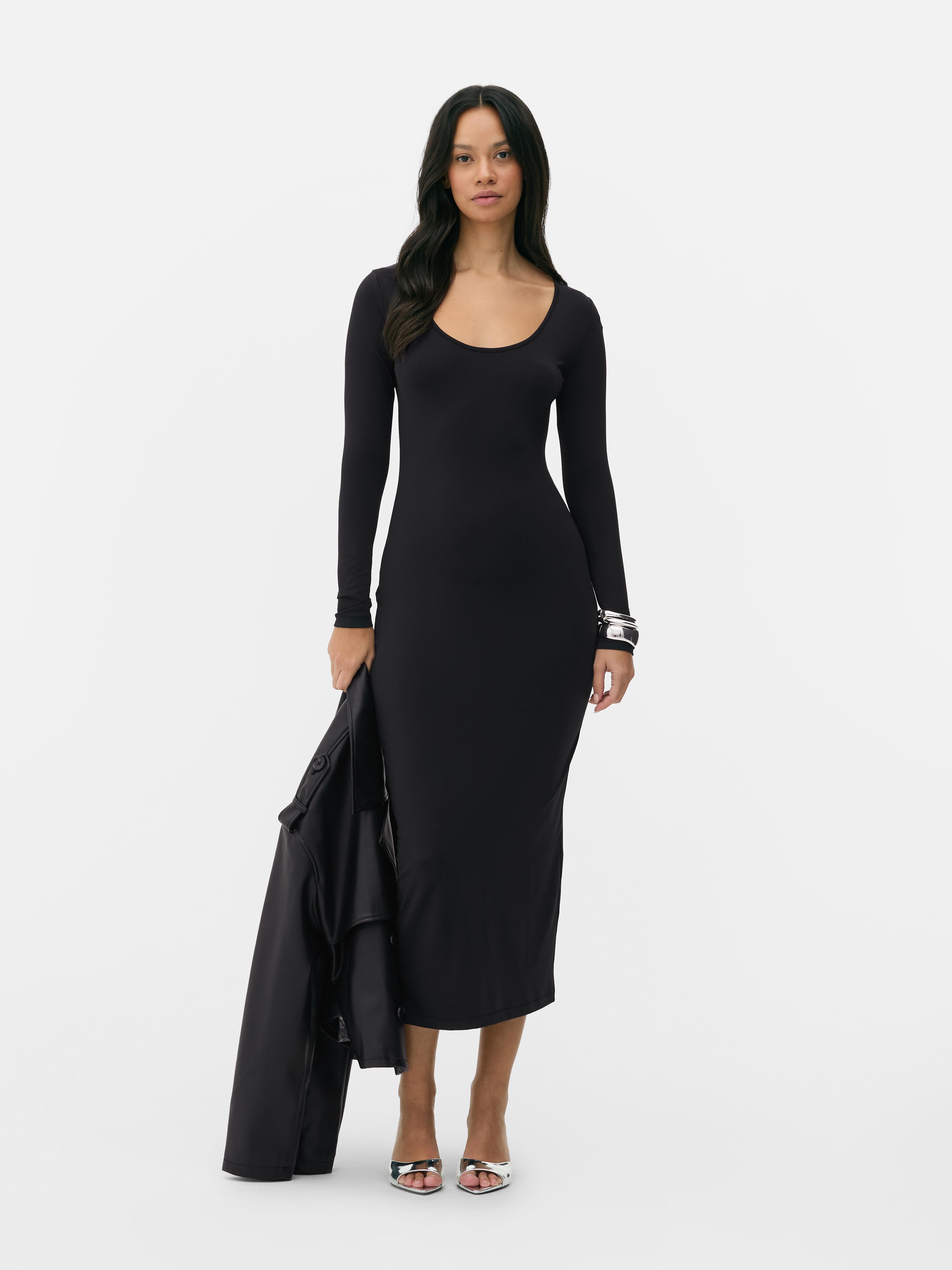 Womens Black Slim Midi Dress Primark