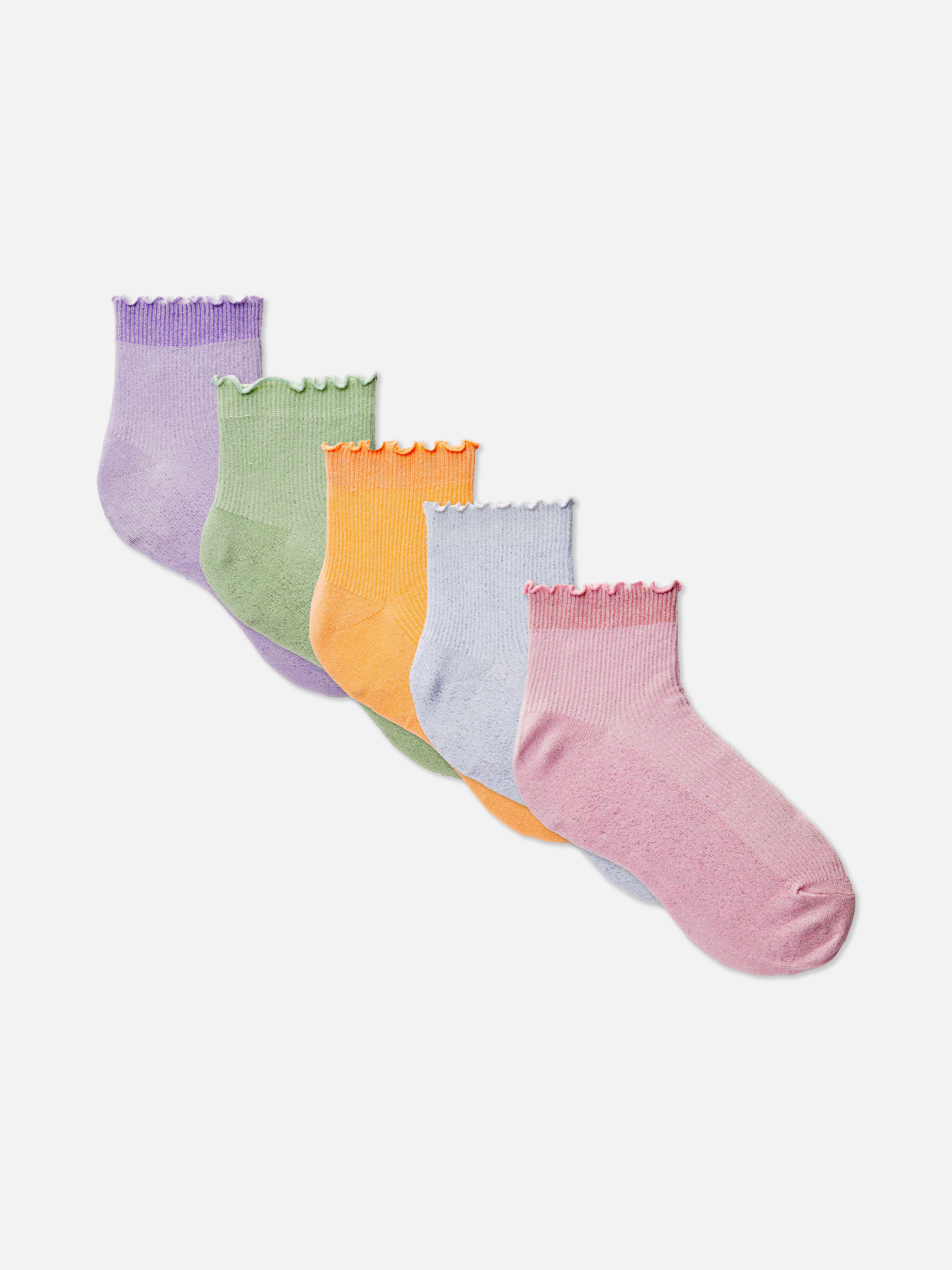 Pack 5 pares soquetes canelados rebordo ondulado
