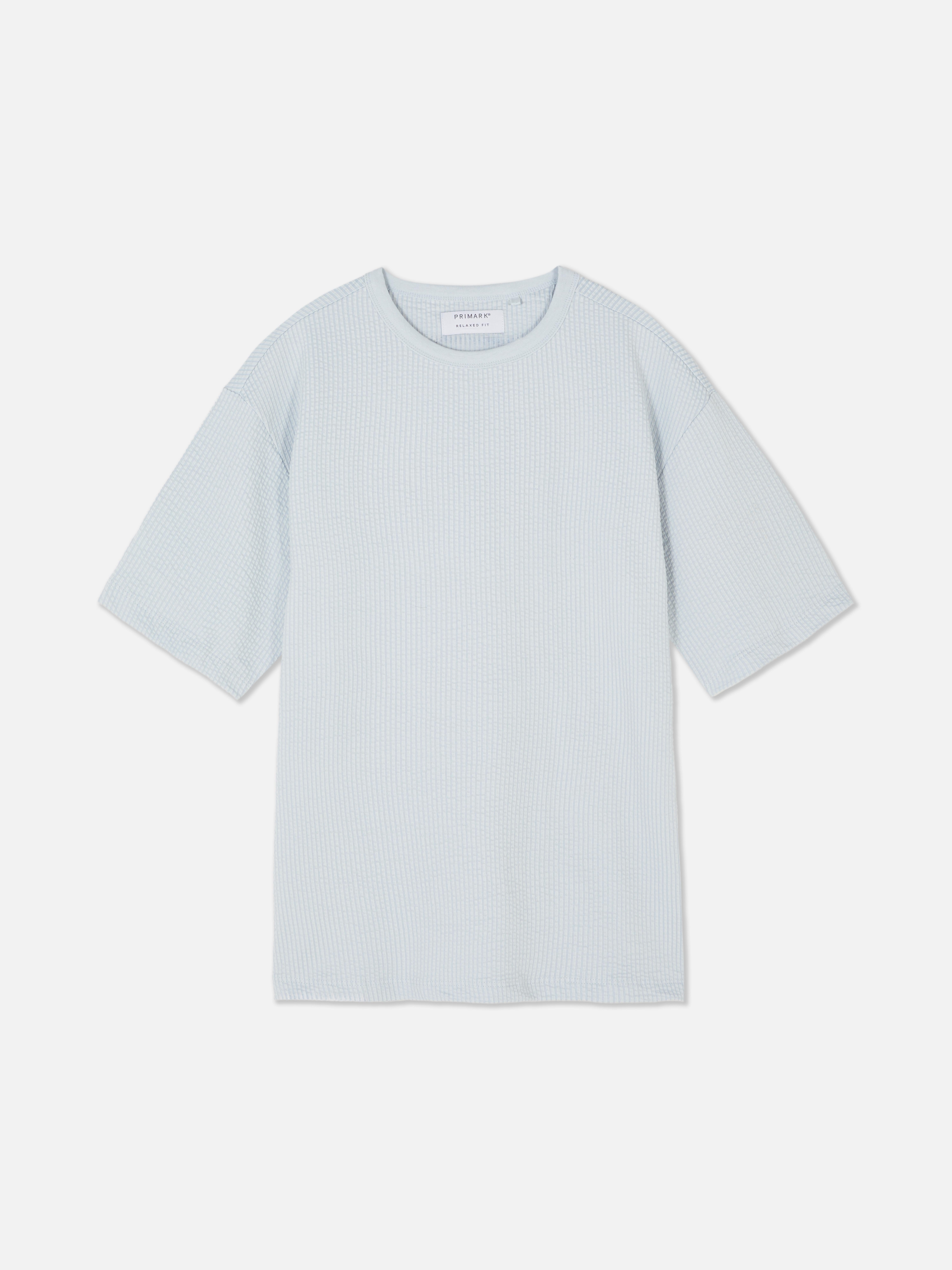 Luźny T-shirt z tkaniny seersucker