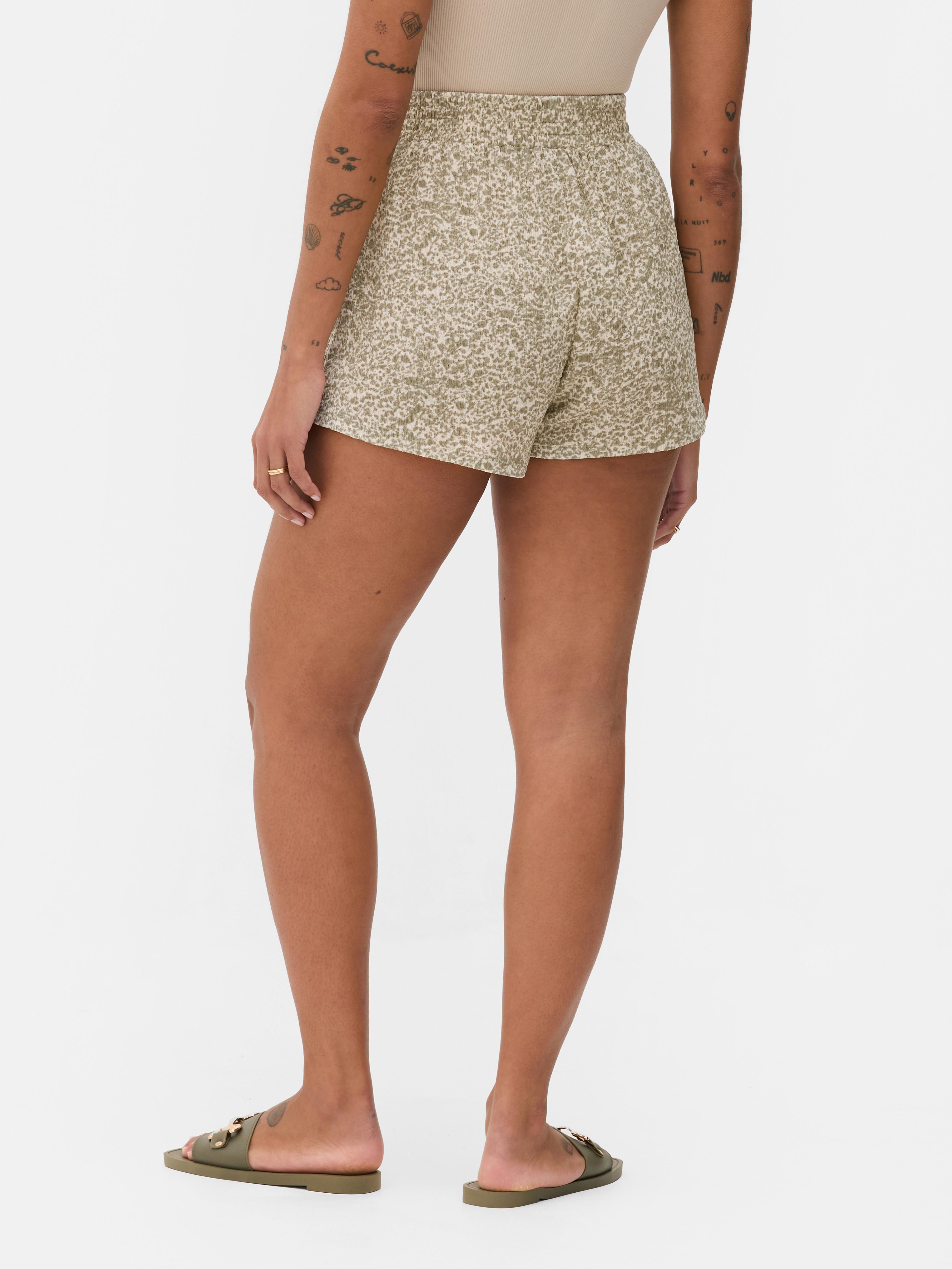 Crinkle Print Shorts