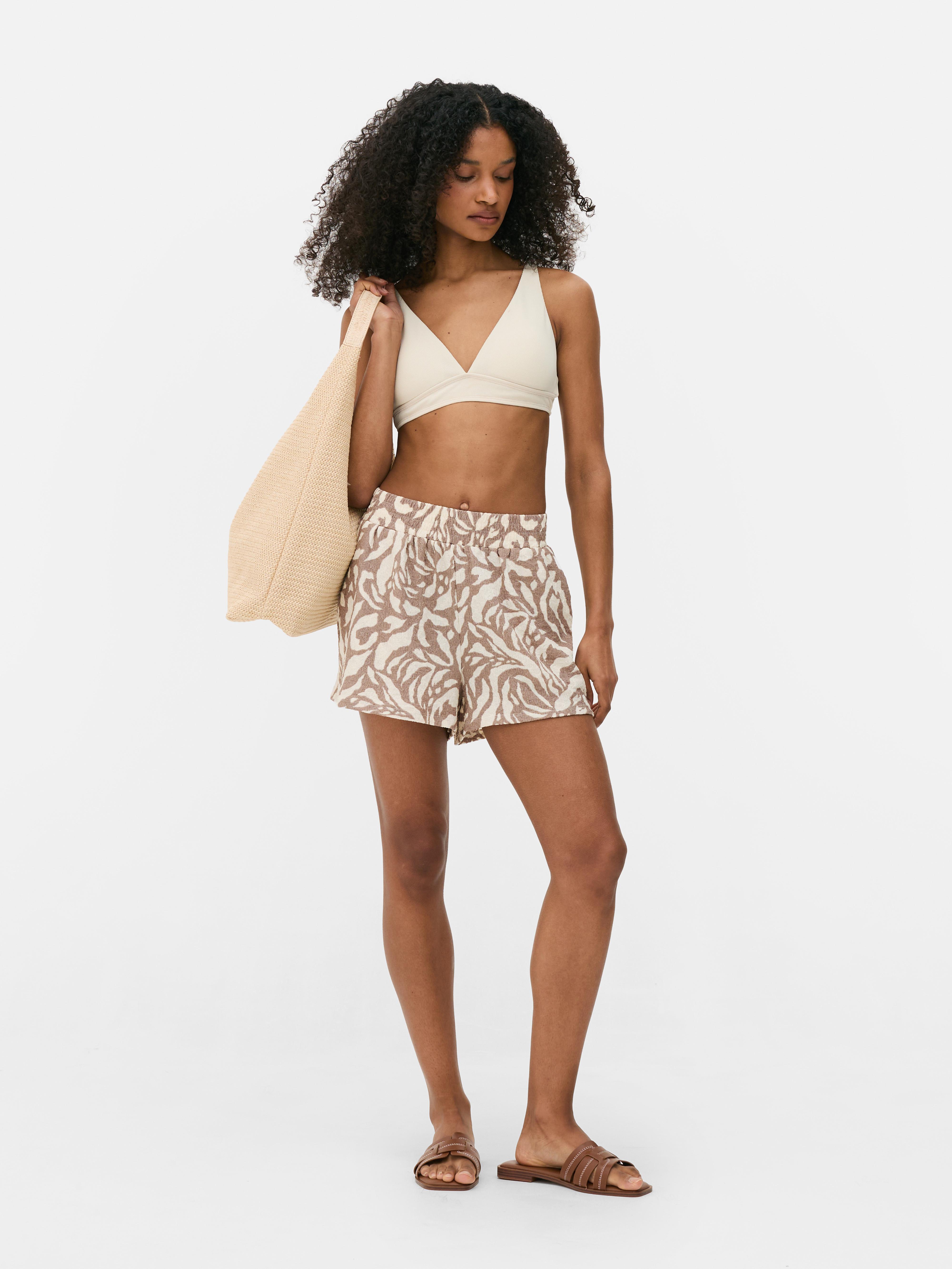 Crinkle Print Shorts