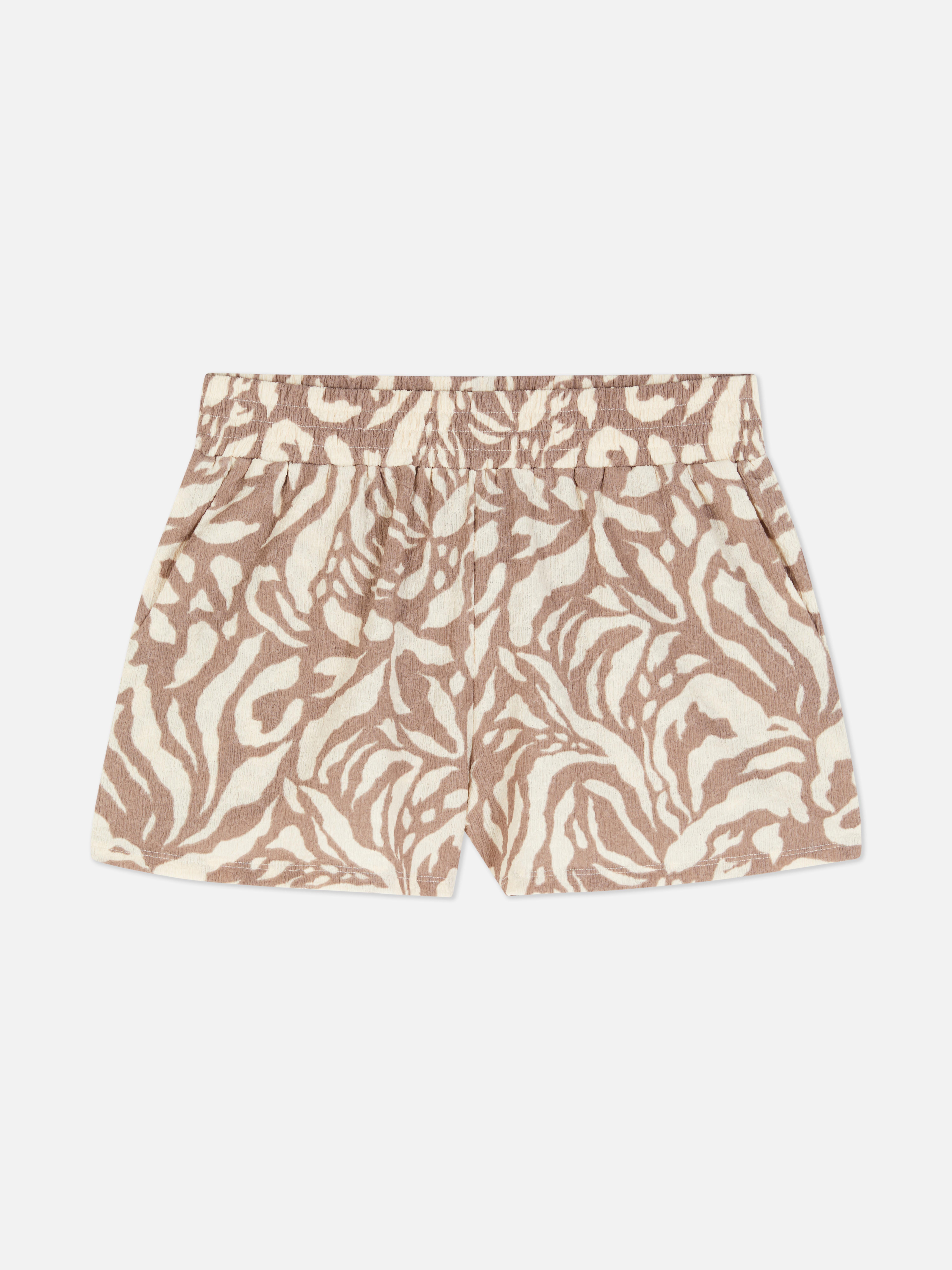 Crinkle Print Shorts