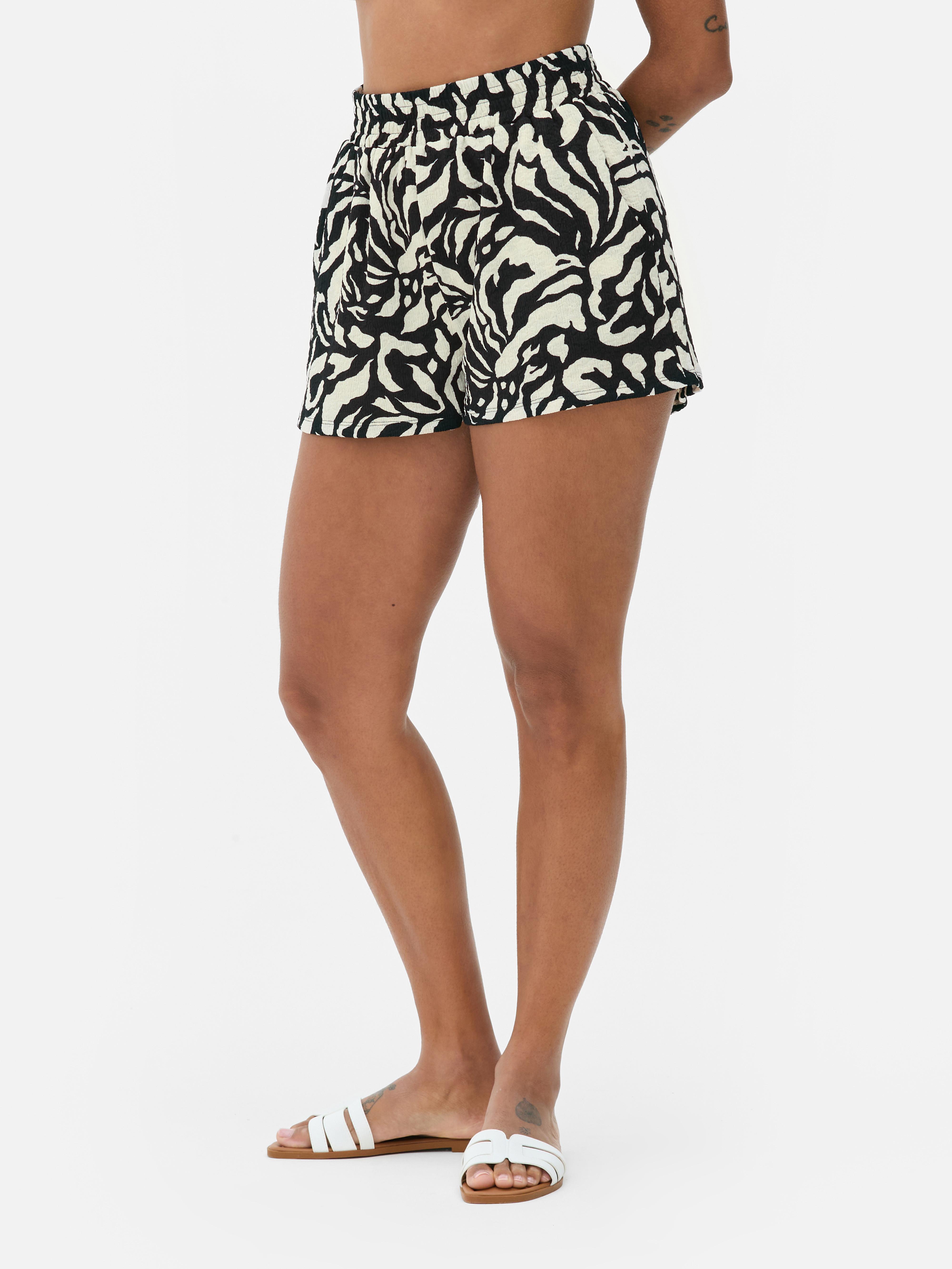 Crinkle Print Shorts