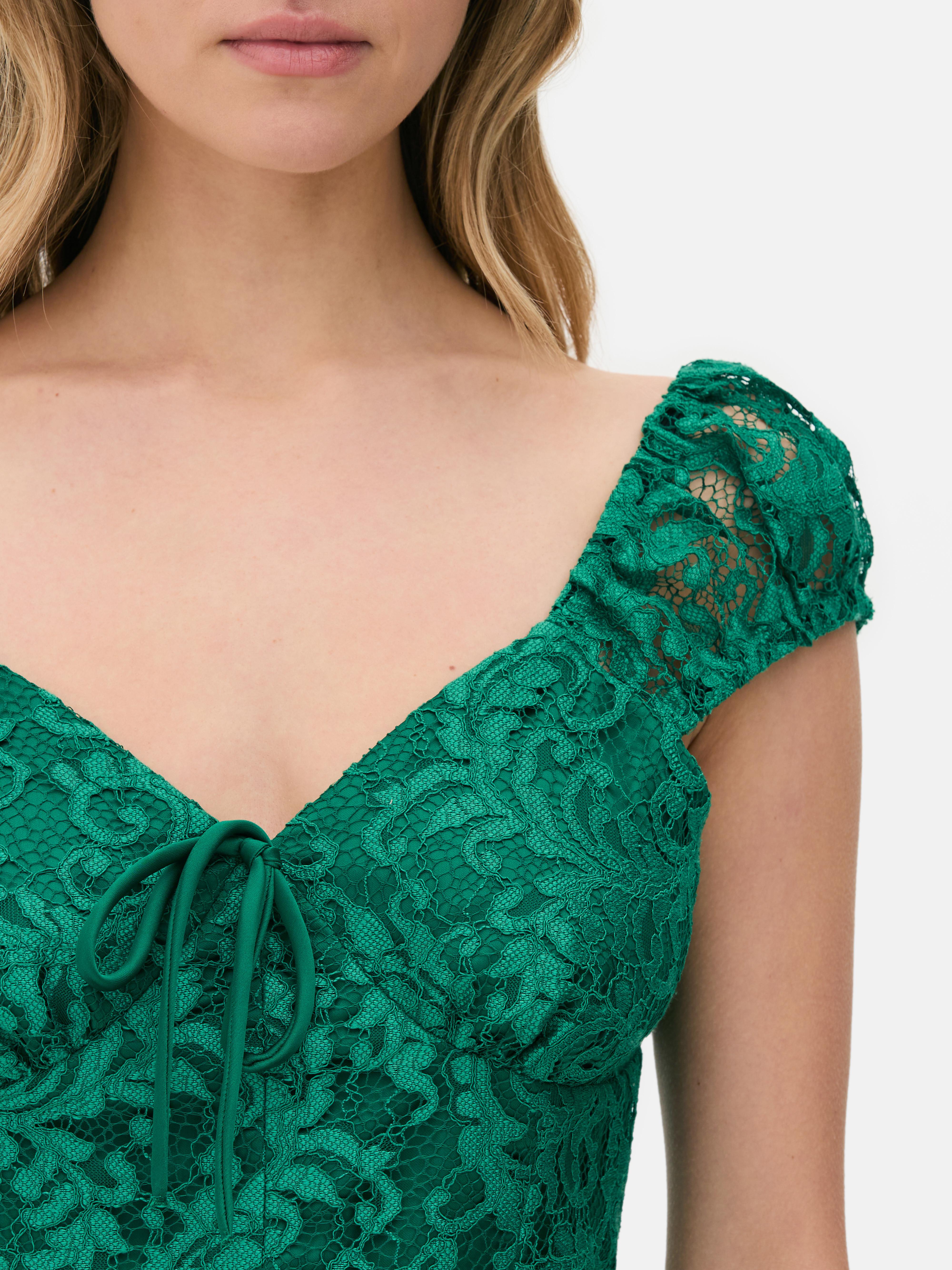 Womens Green Wicked x Primark Lace Satin Dress Primark