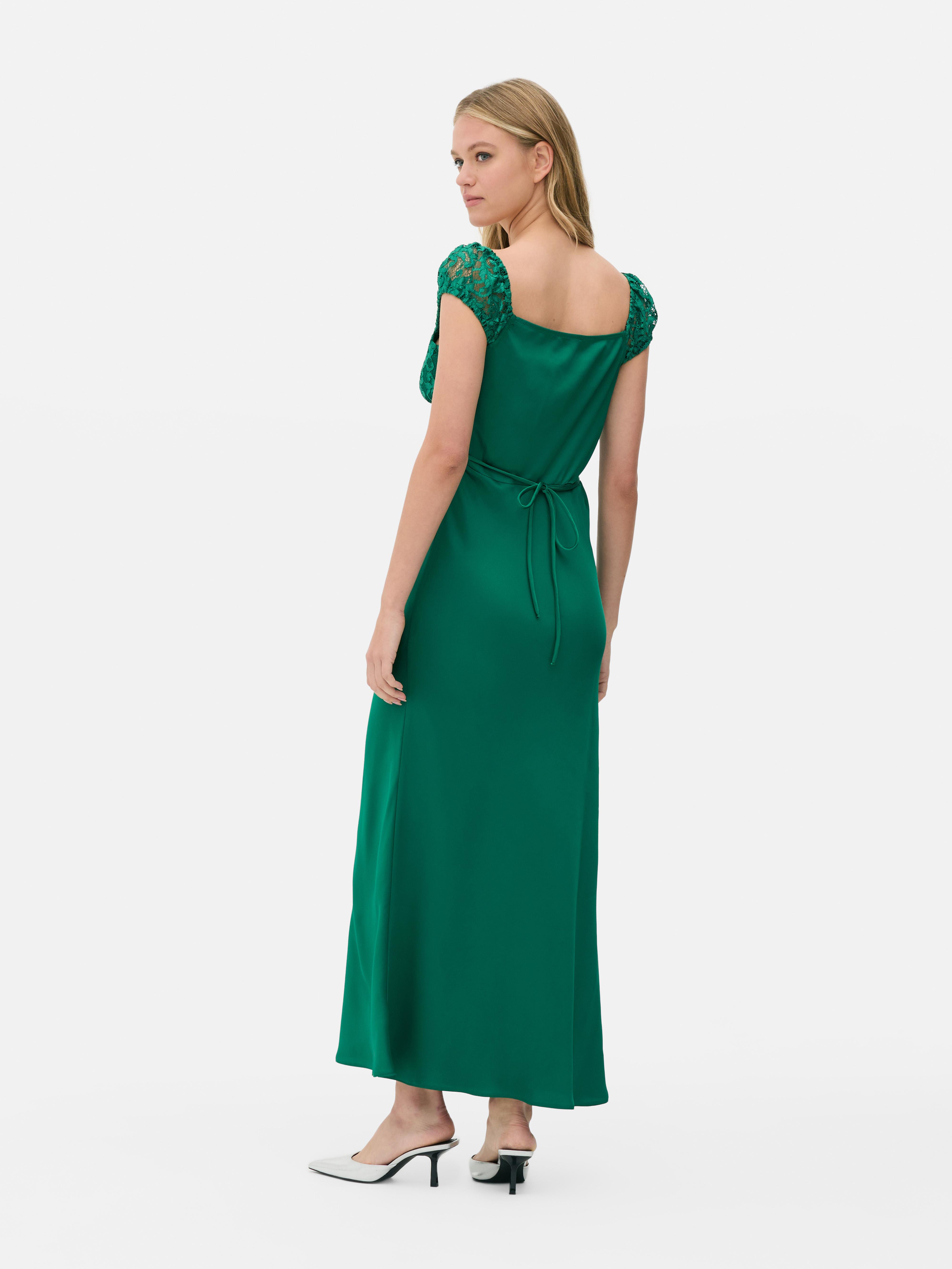 Womens Green Wicked x Primark Lace Satin Dress Primark