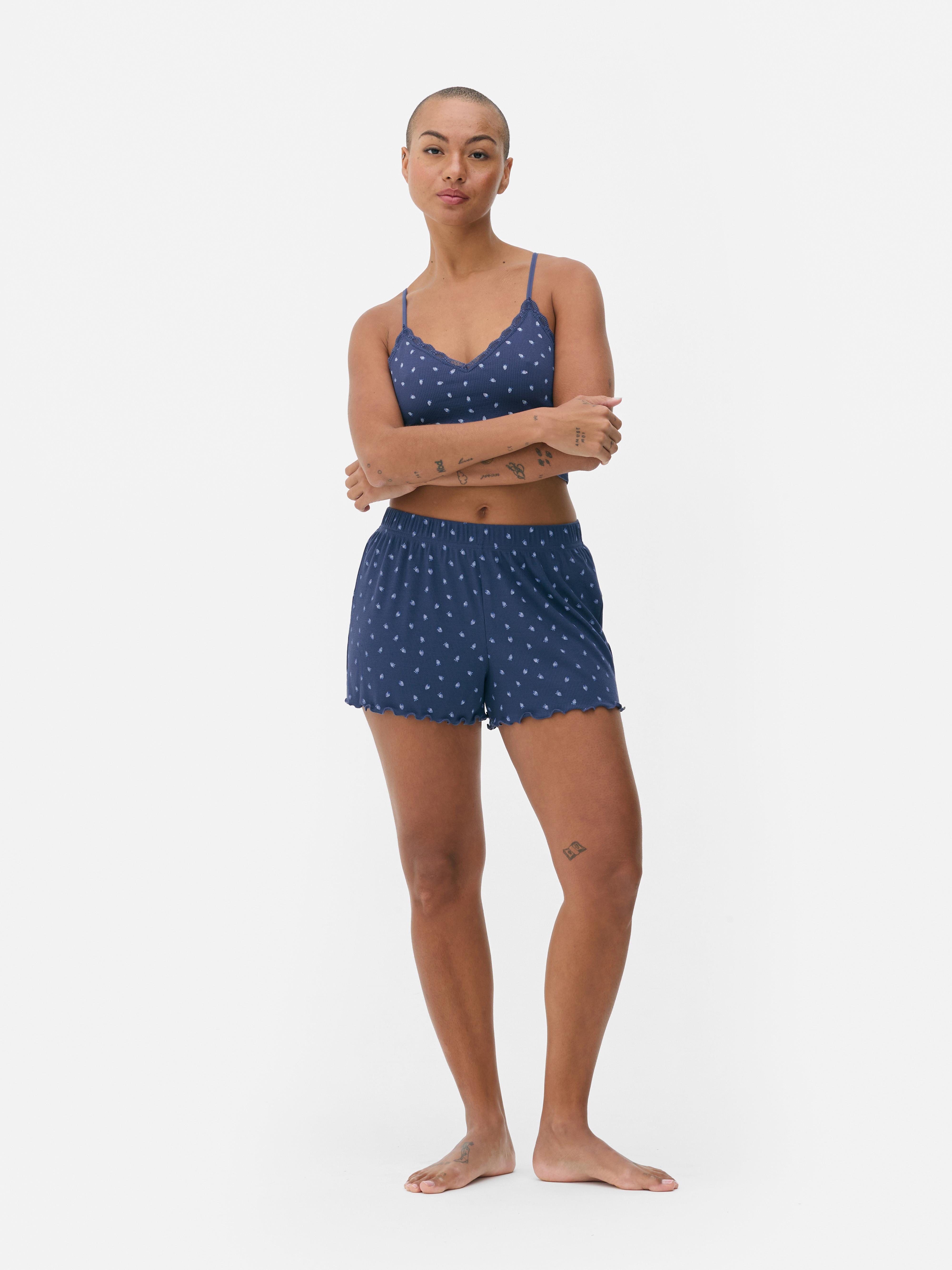 Floral Lettuce Trim Pyjama Shorts