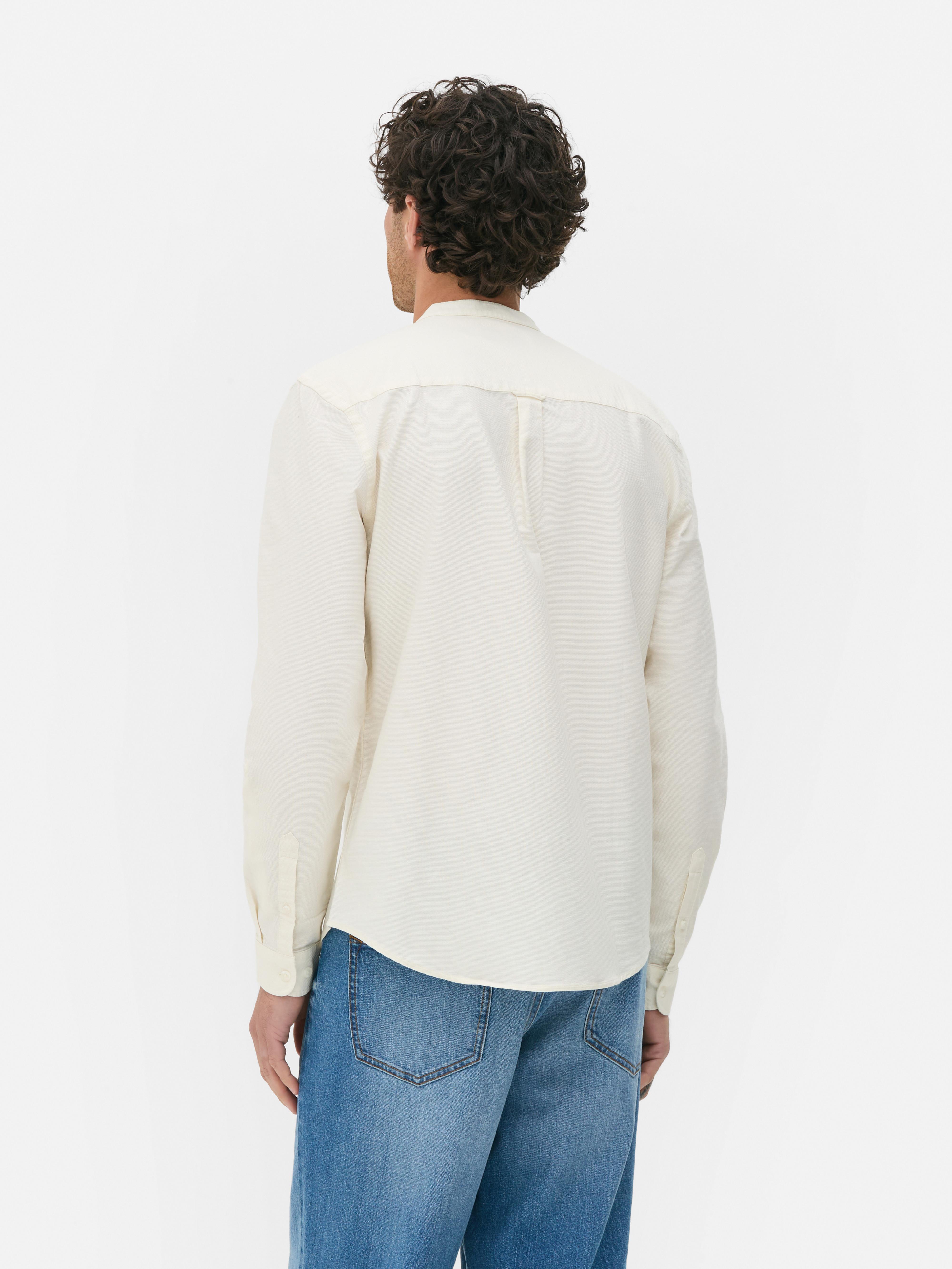 Textured Banded Collar Shirt