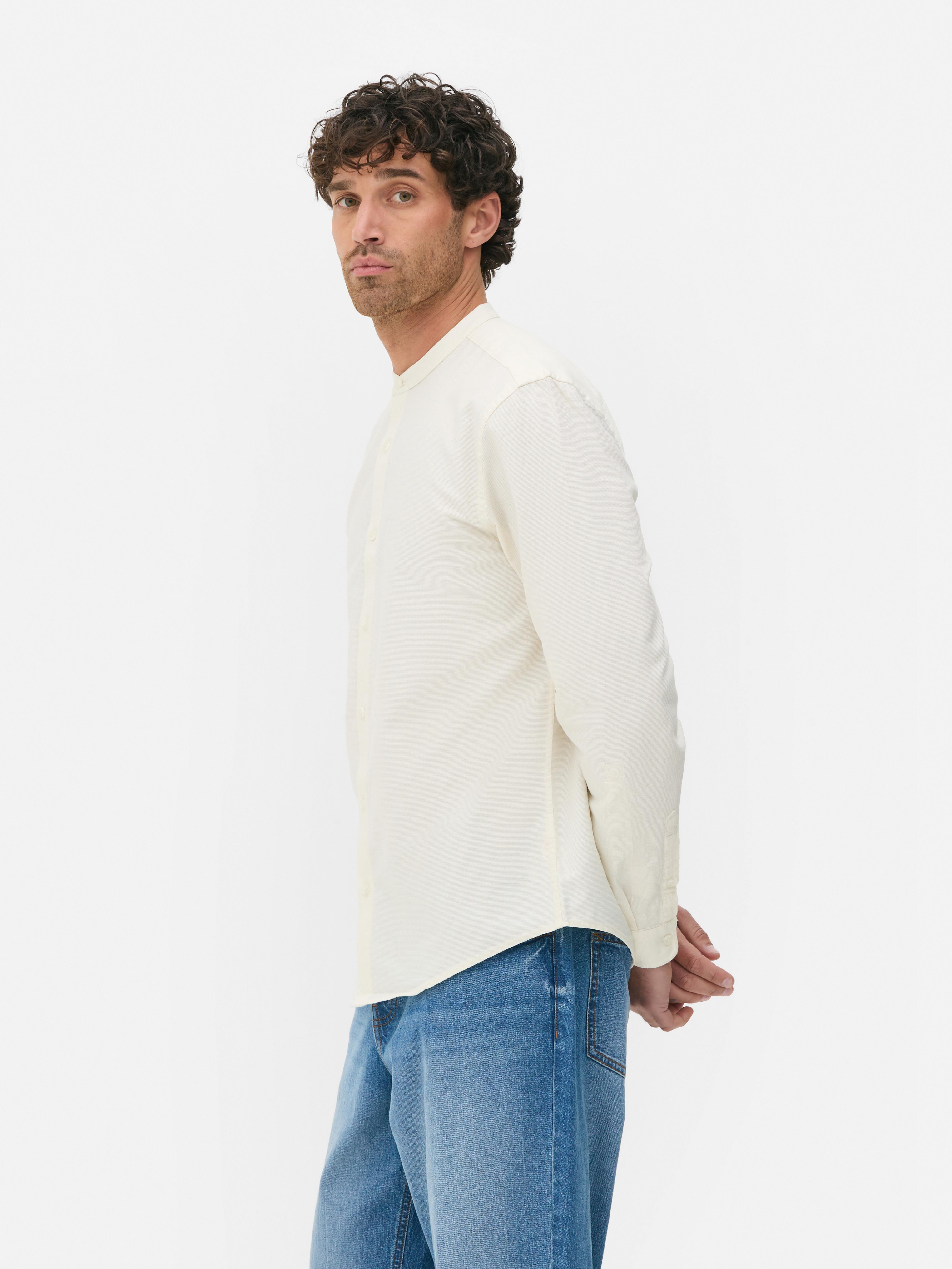 Textured Banded Collar Shirt