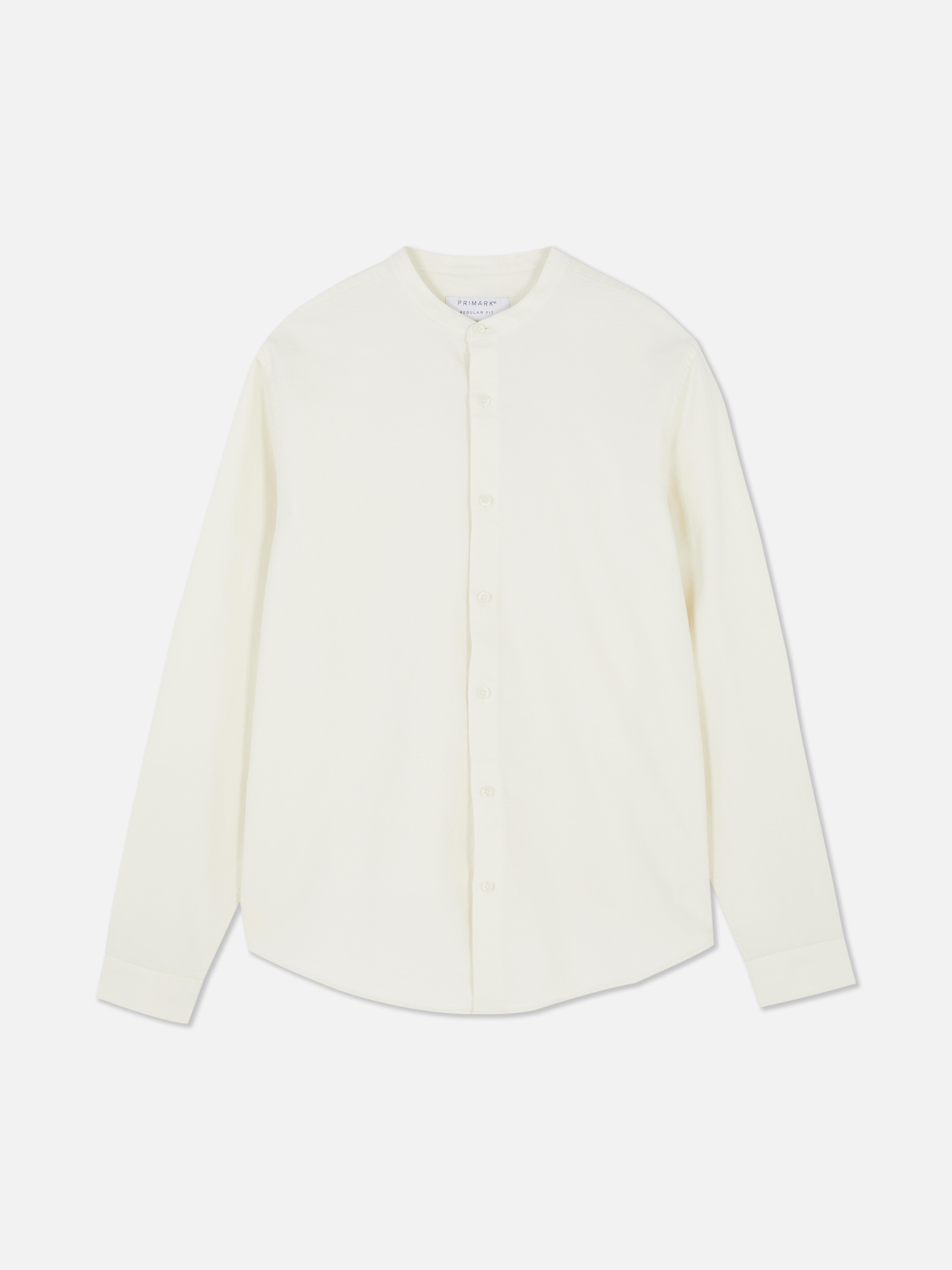 Textured Banded Collar Shirt
