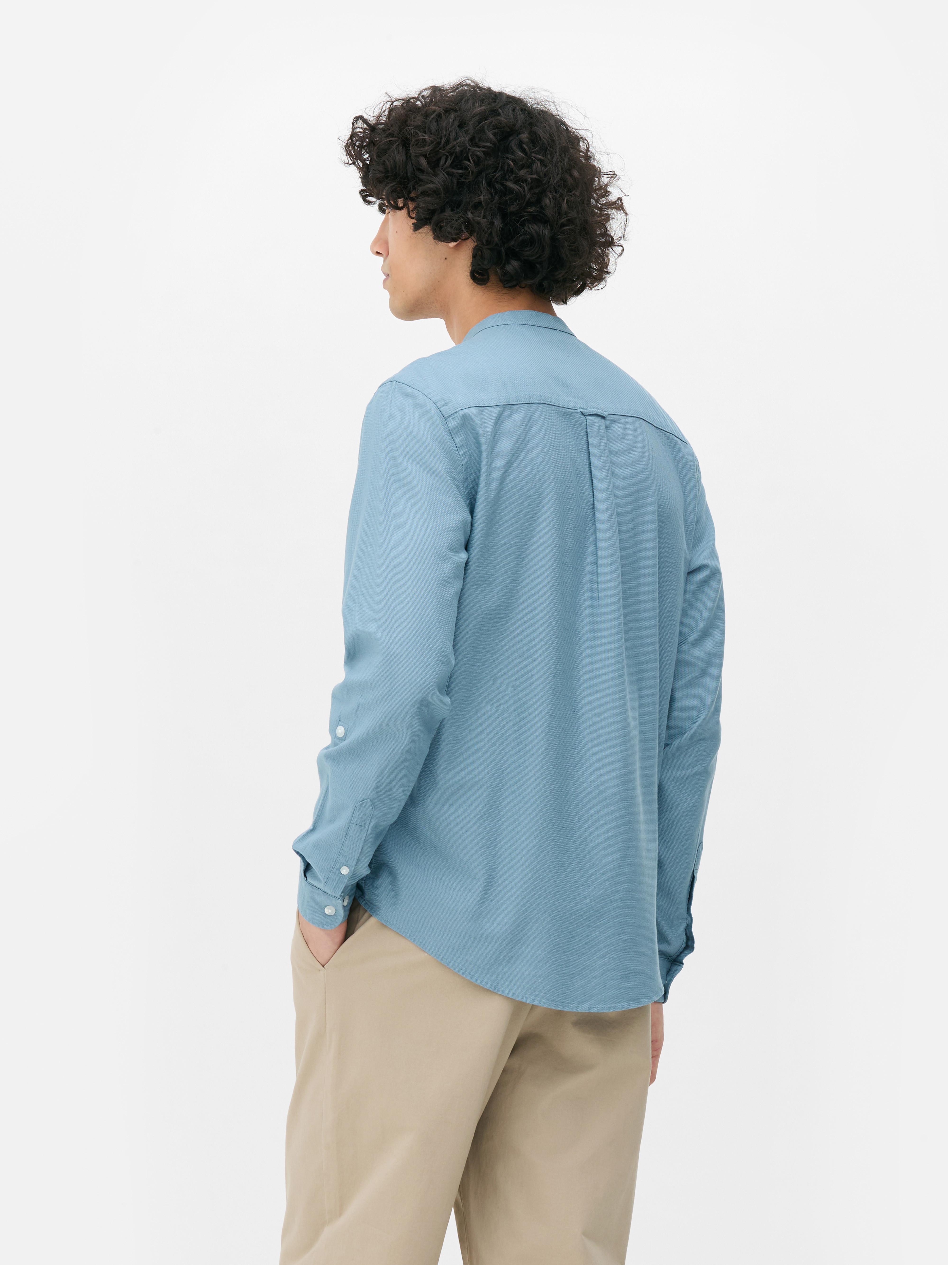 Textured Banded Collar Shirt