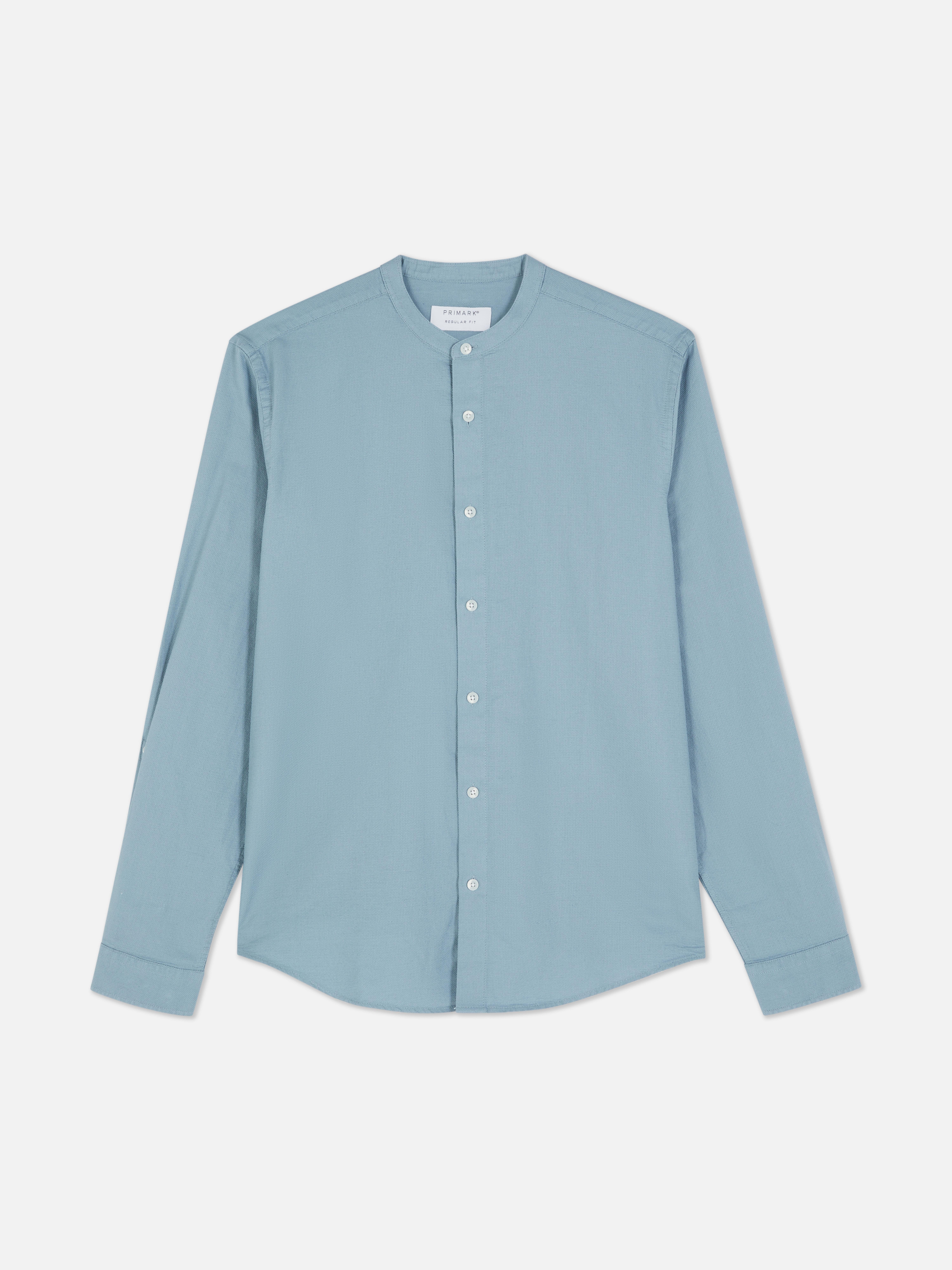 Textured Banded Collar Shirt