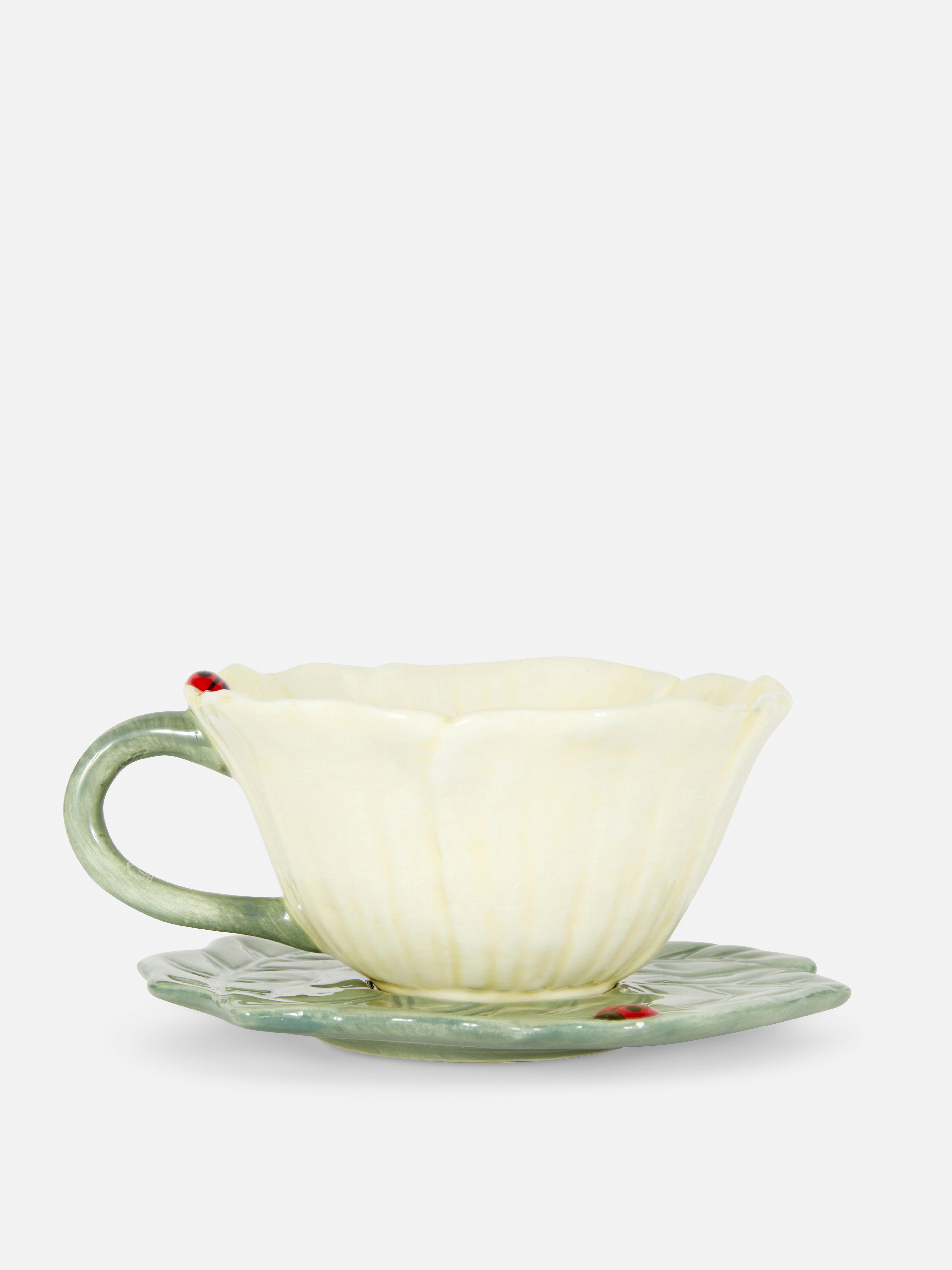 Floral Teacup and Saucer