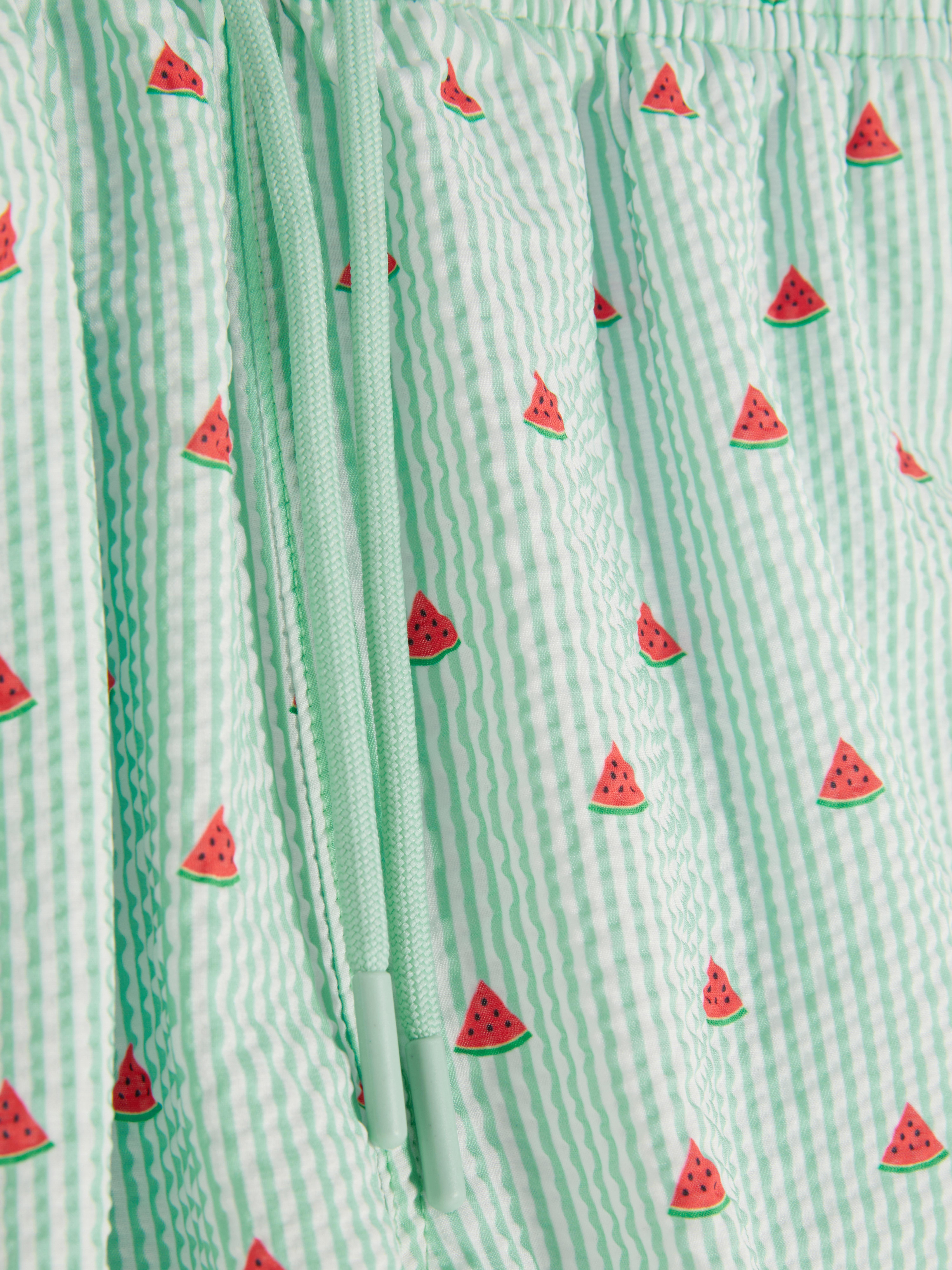 Seersucker Drawstring Swim Shorts