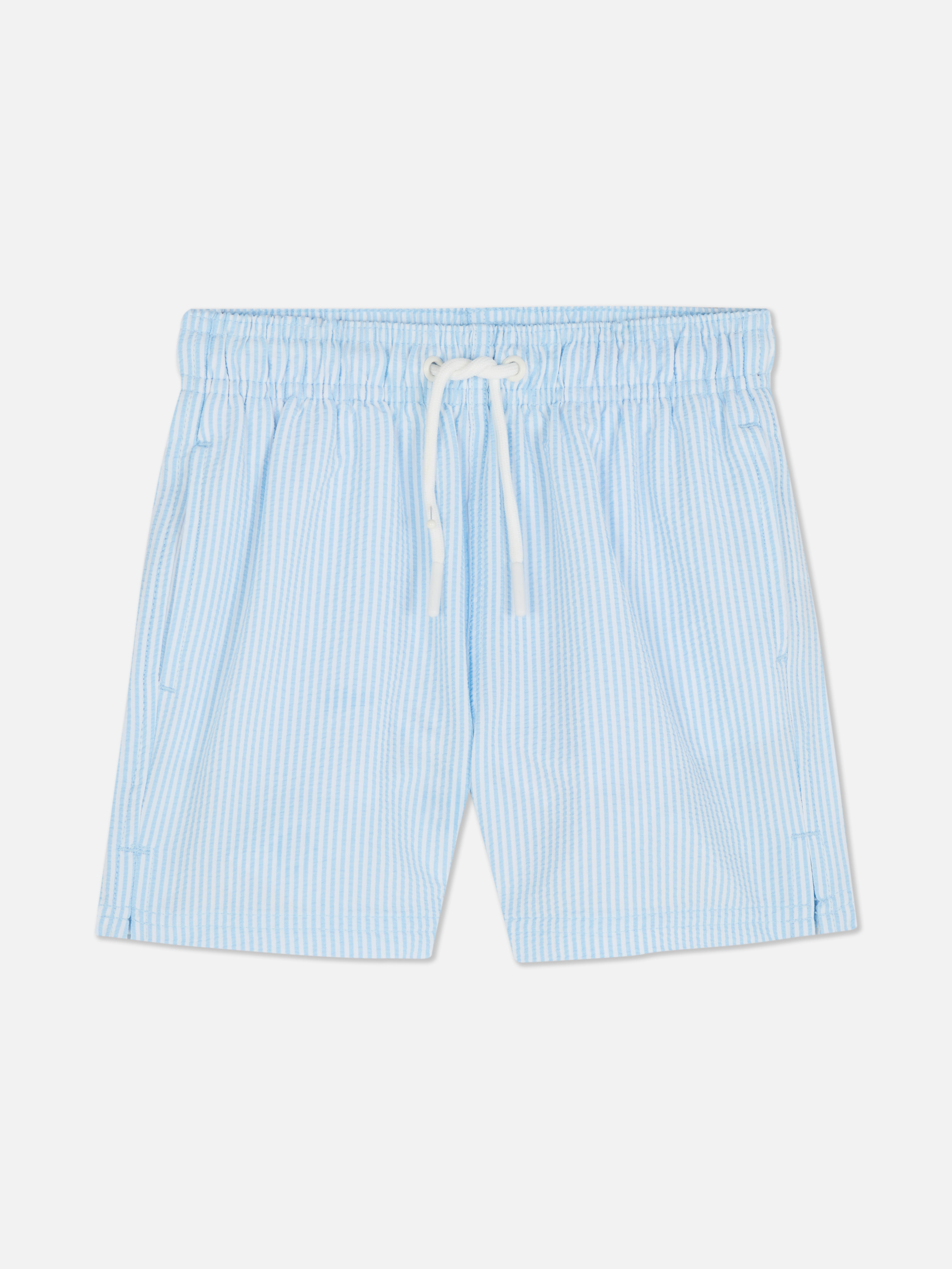 Zwemshort van seersucker met trekkoord