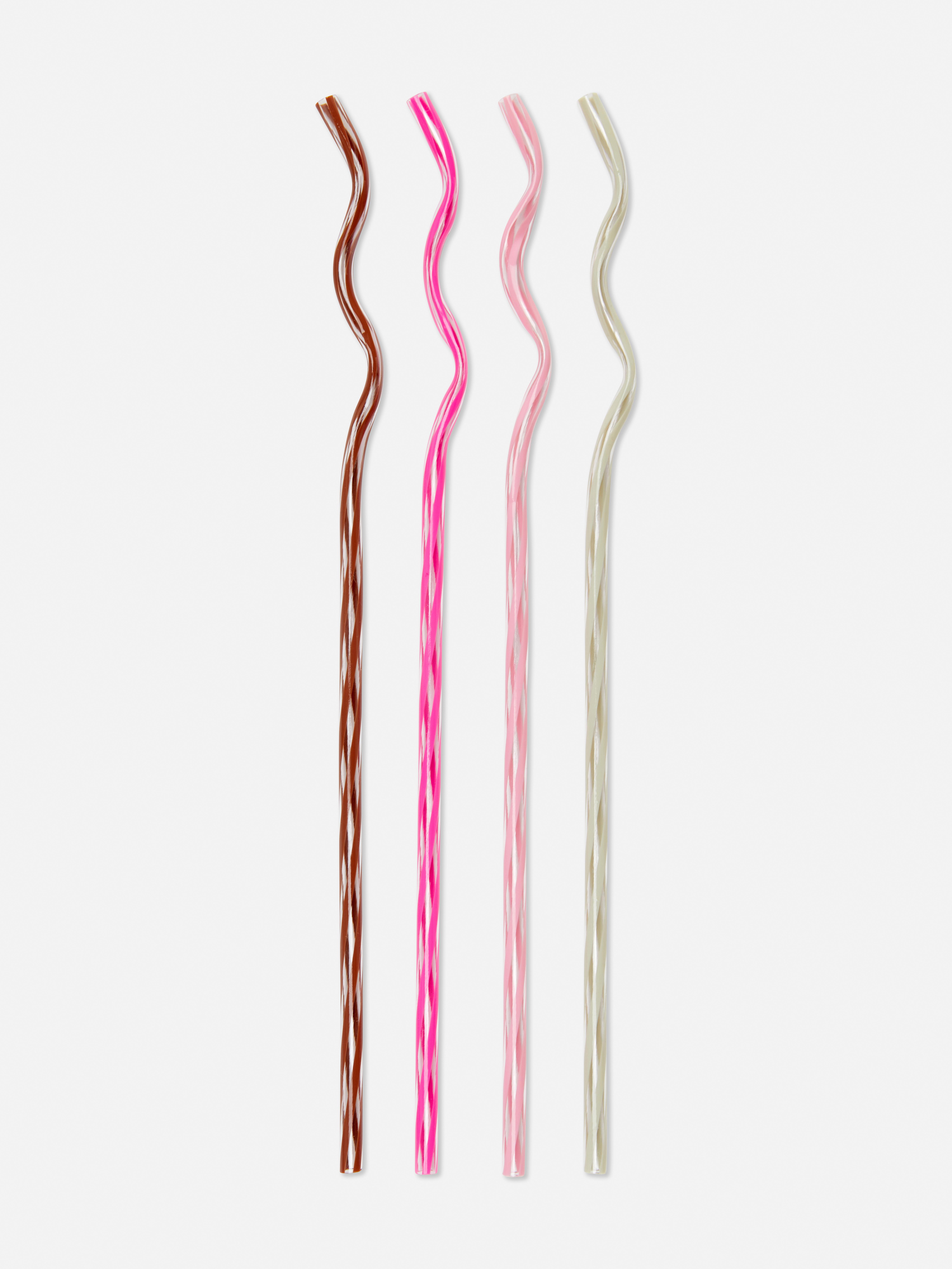 4pk Wavy Swirl Straws