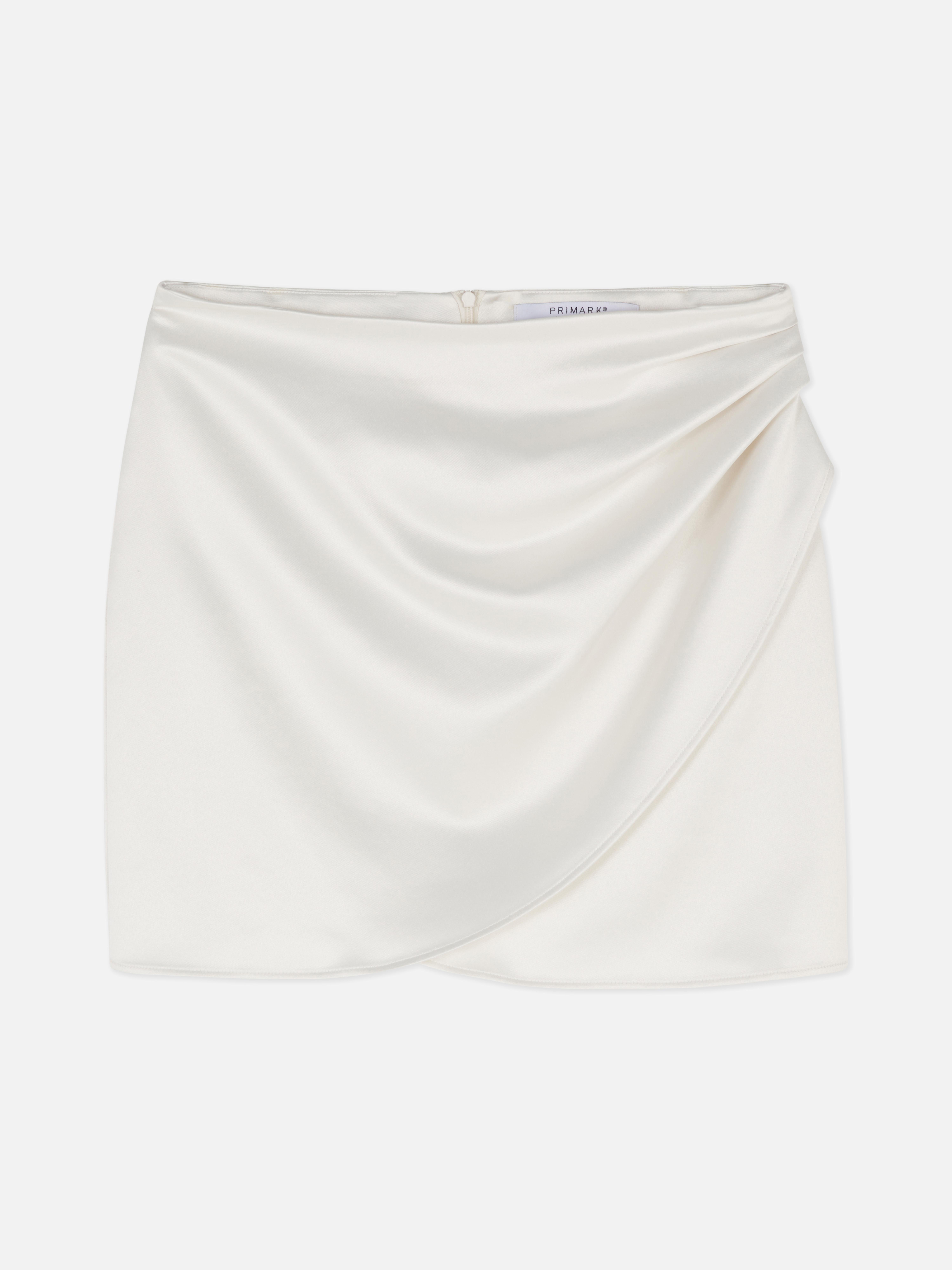 Women s White Satin Wrap Mini Skirt Penneys