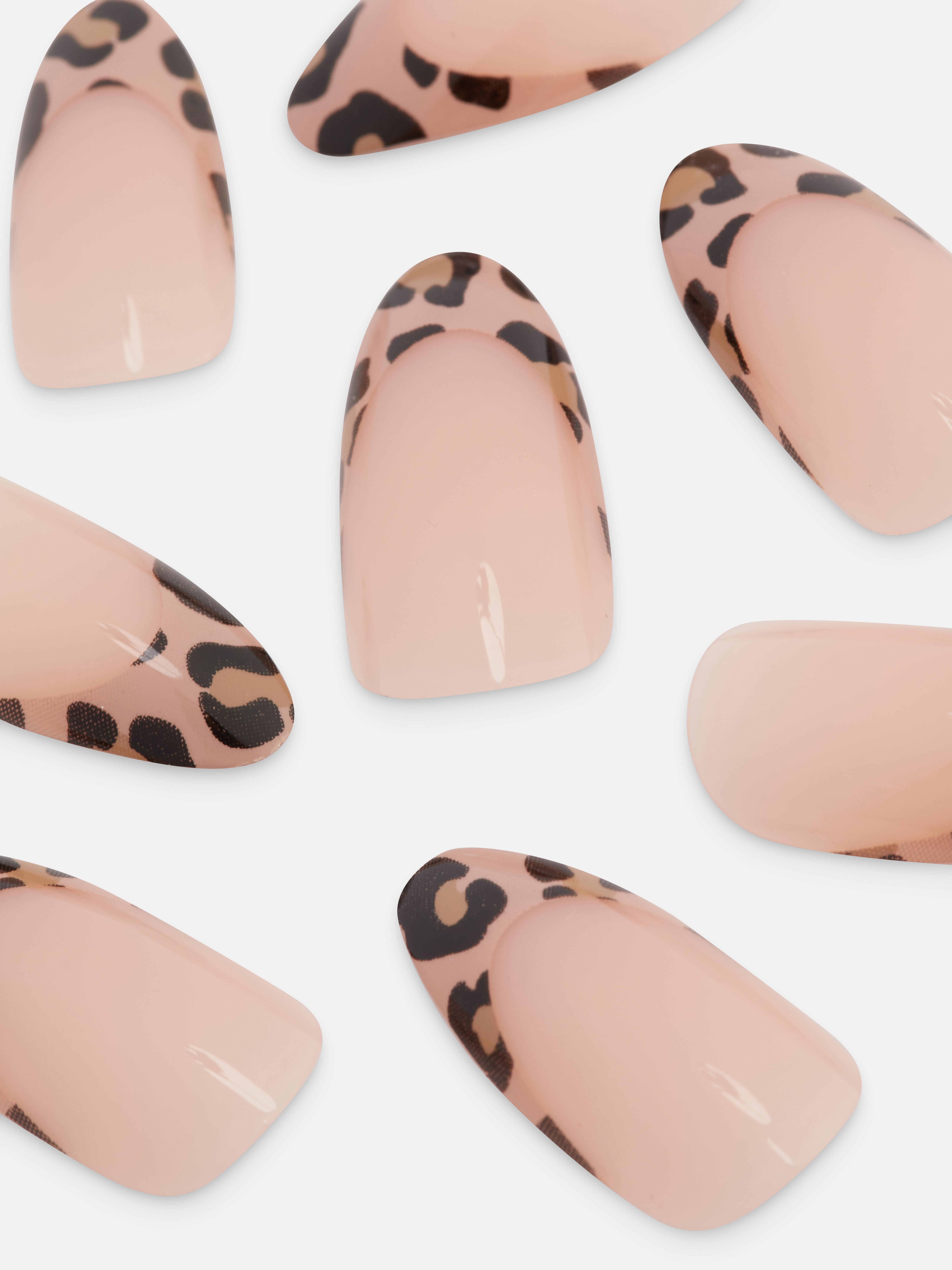Pointed Gloss Leopard Tip False Nails