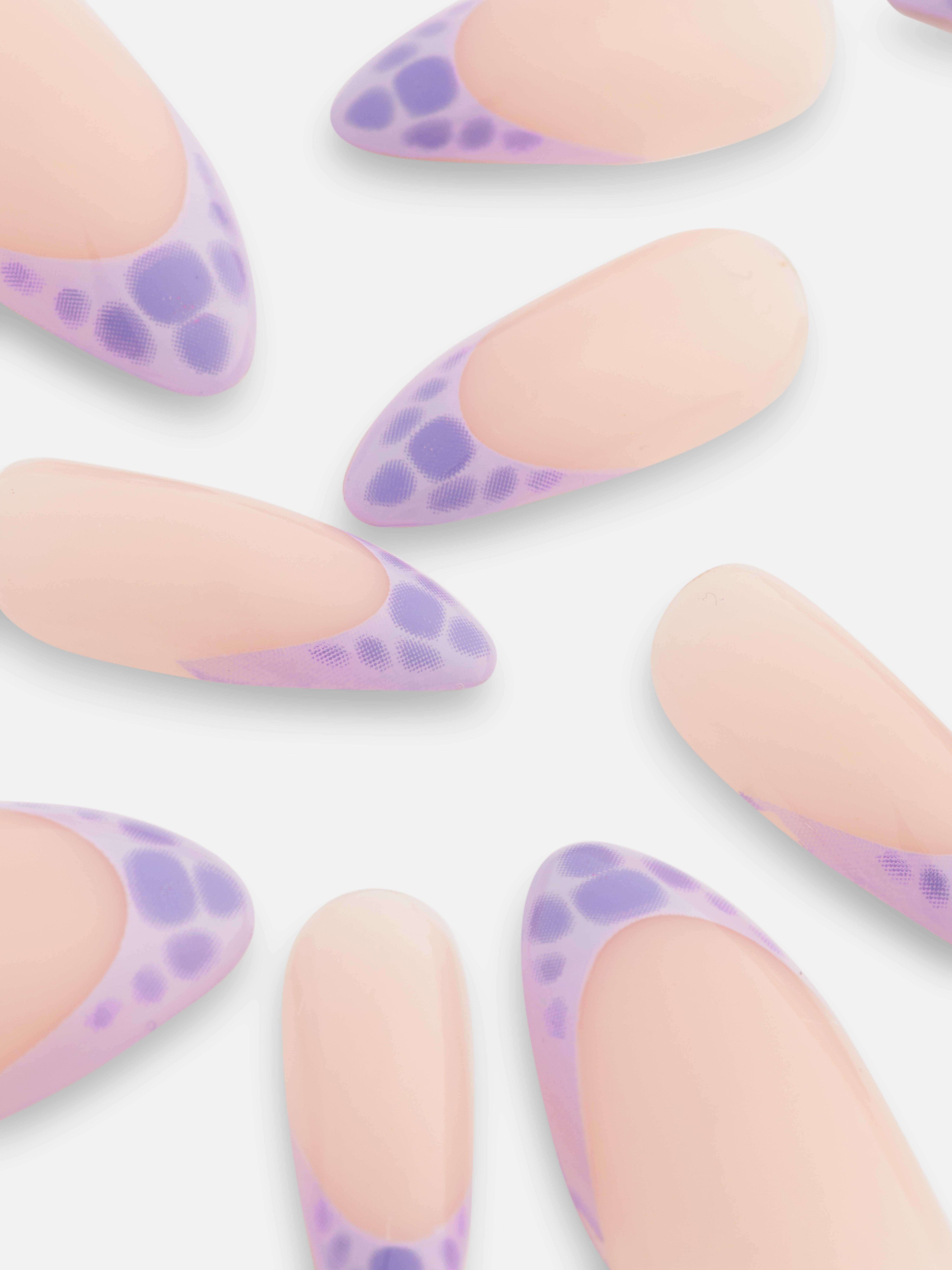 Faux ongles autocollants lilas croco