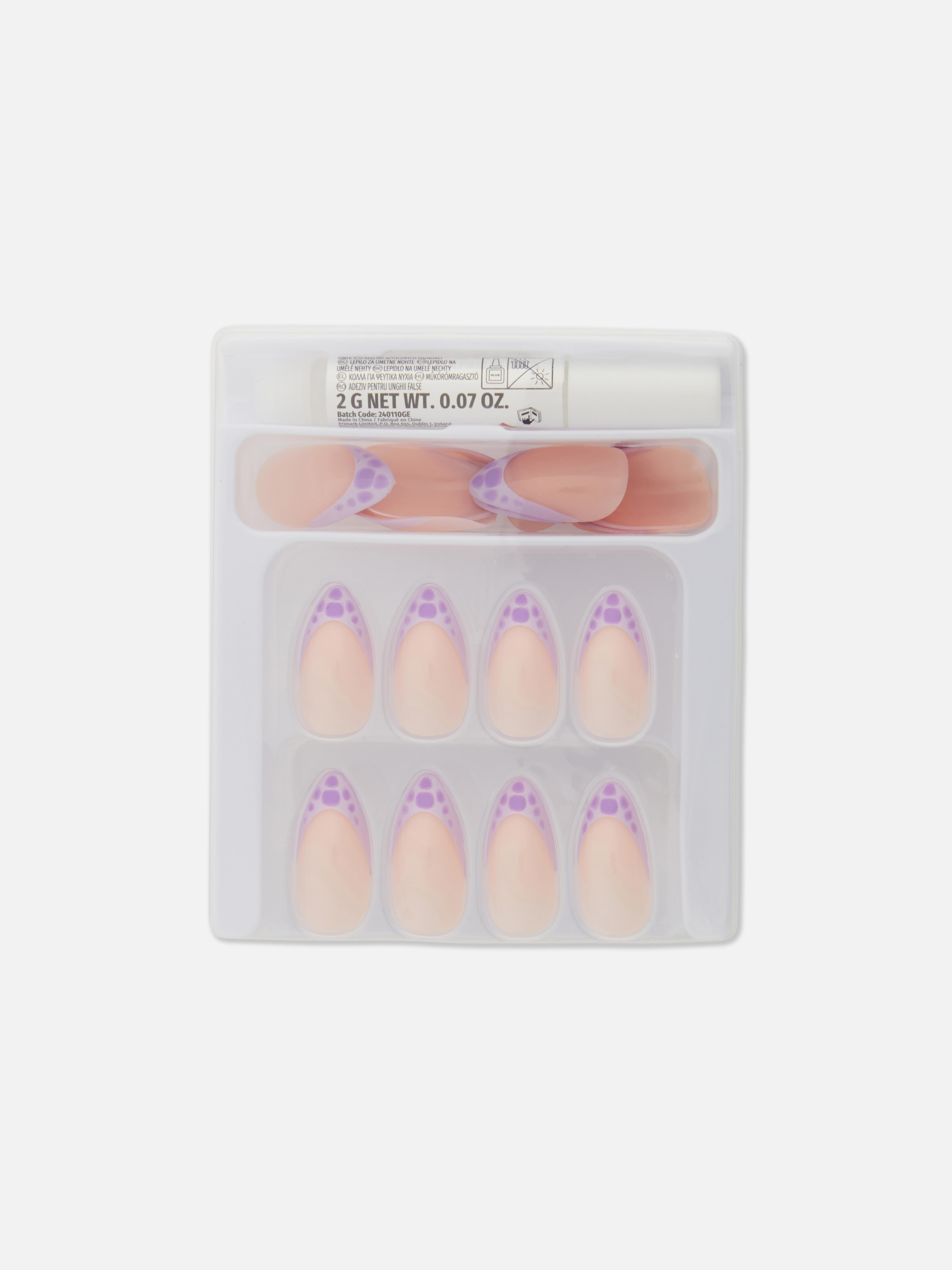 Faux ongles autocollants lilas croco