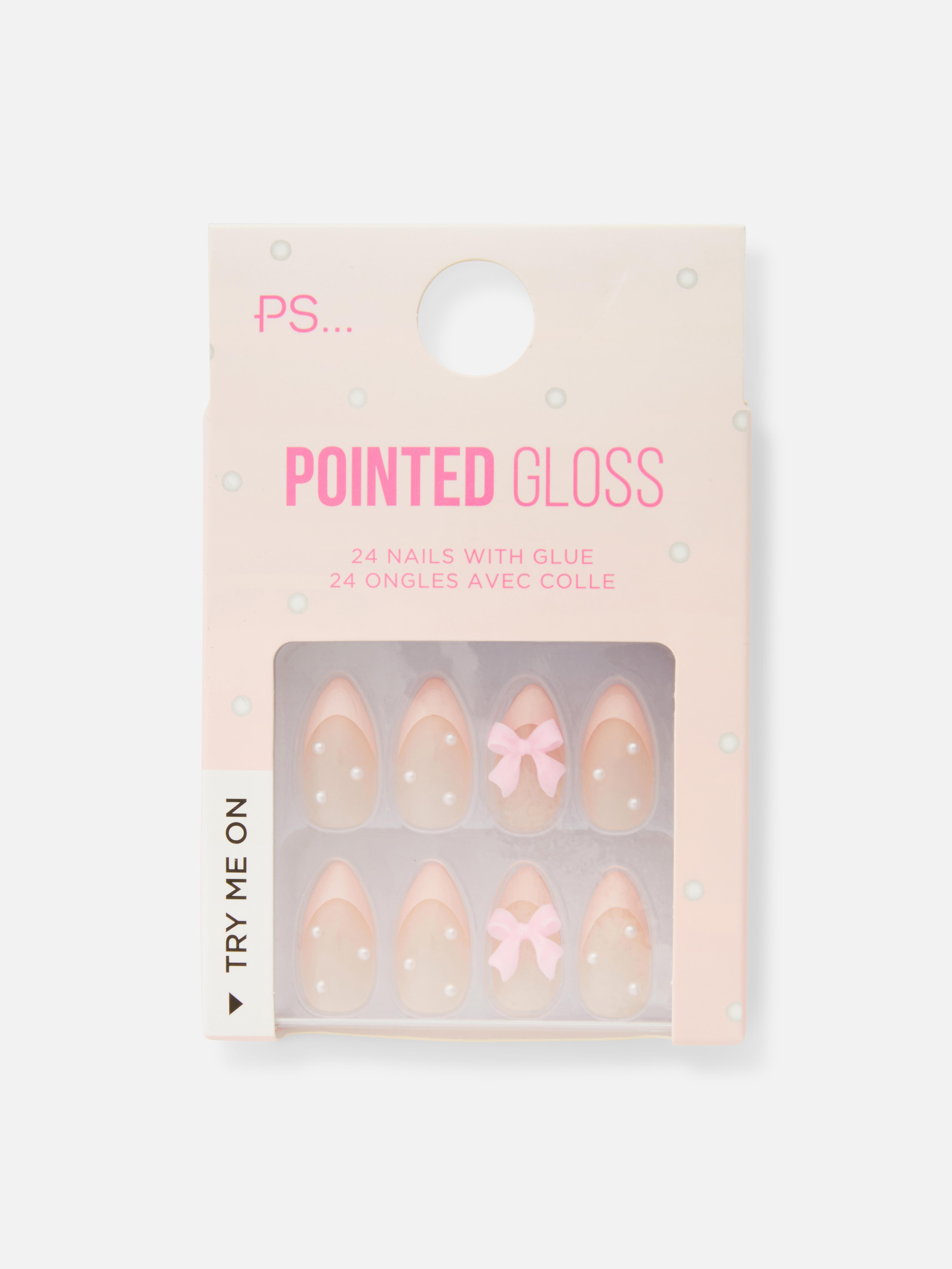 Faux ongles autocollants nœuds roses