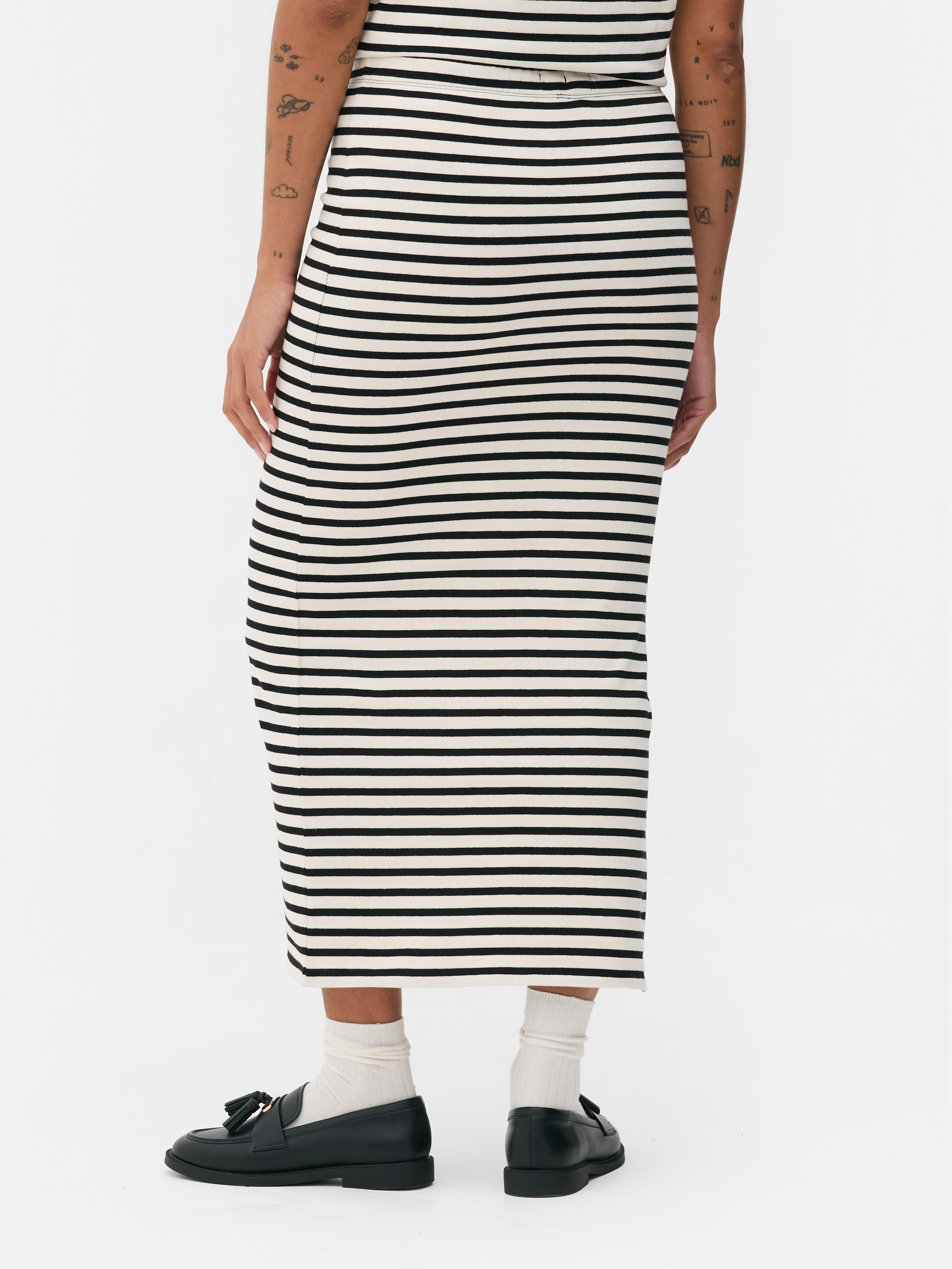 Co-ord Striped Split Hem Midi Skirt