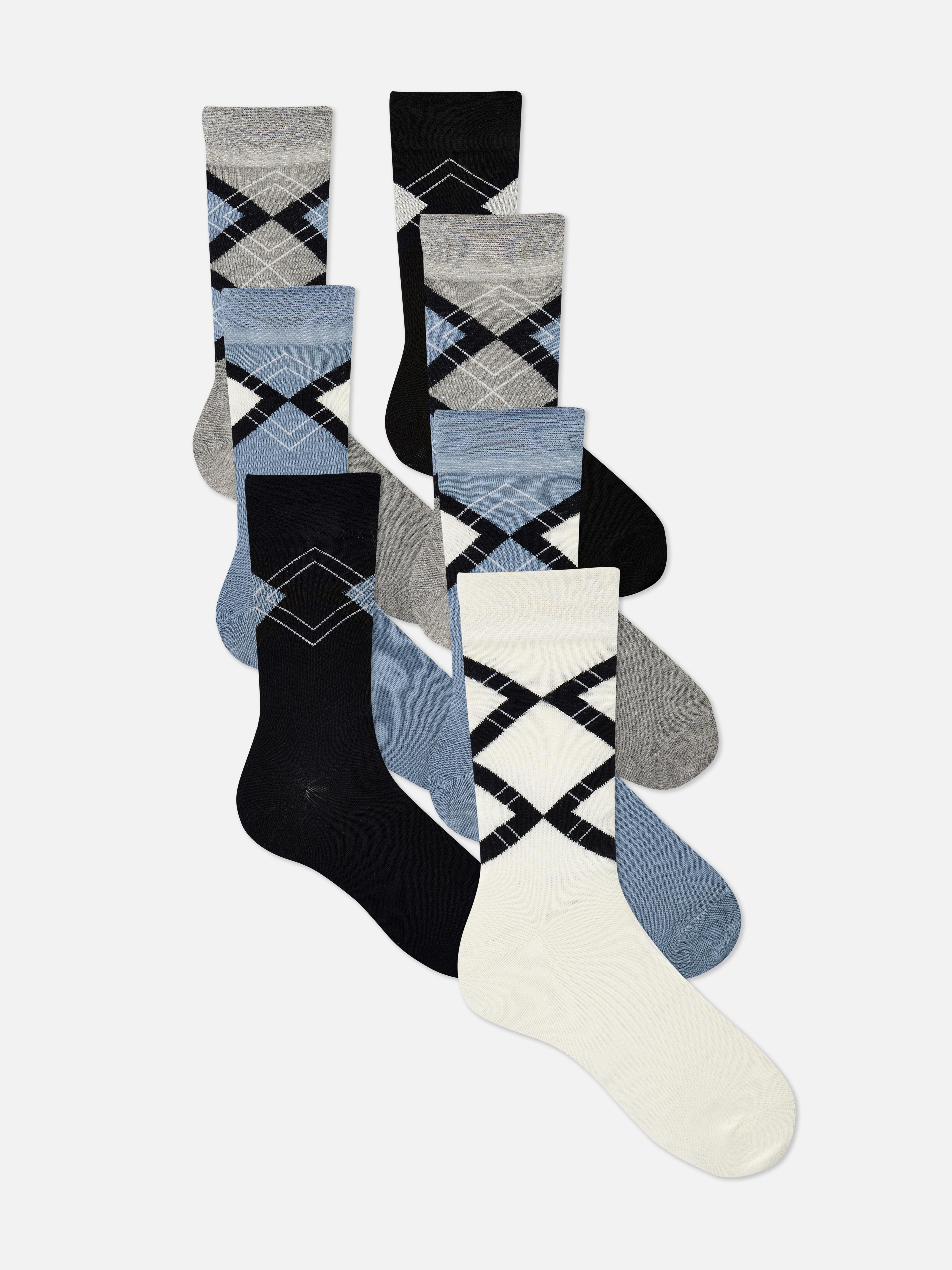 Crew-Socken mit Argyle-Muster, 7er-Pack