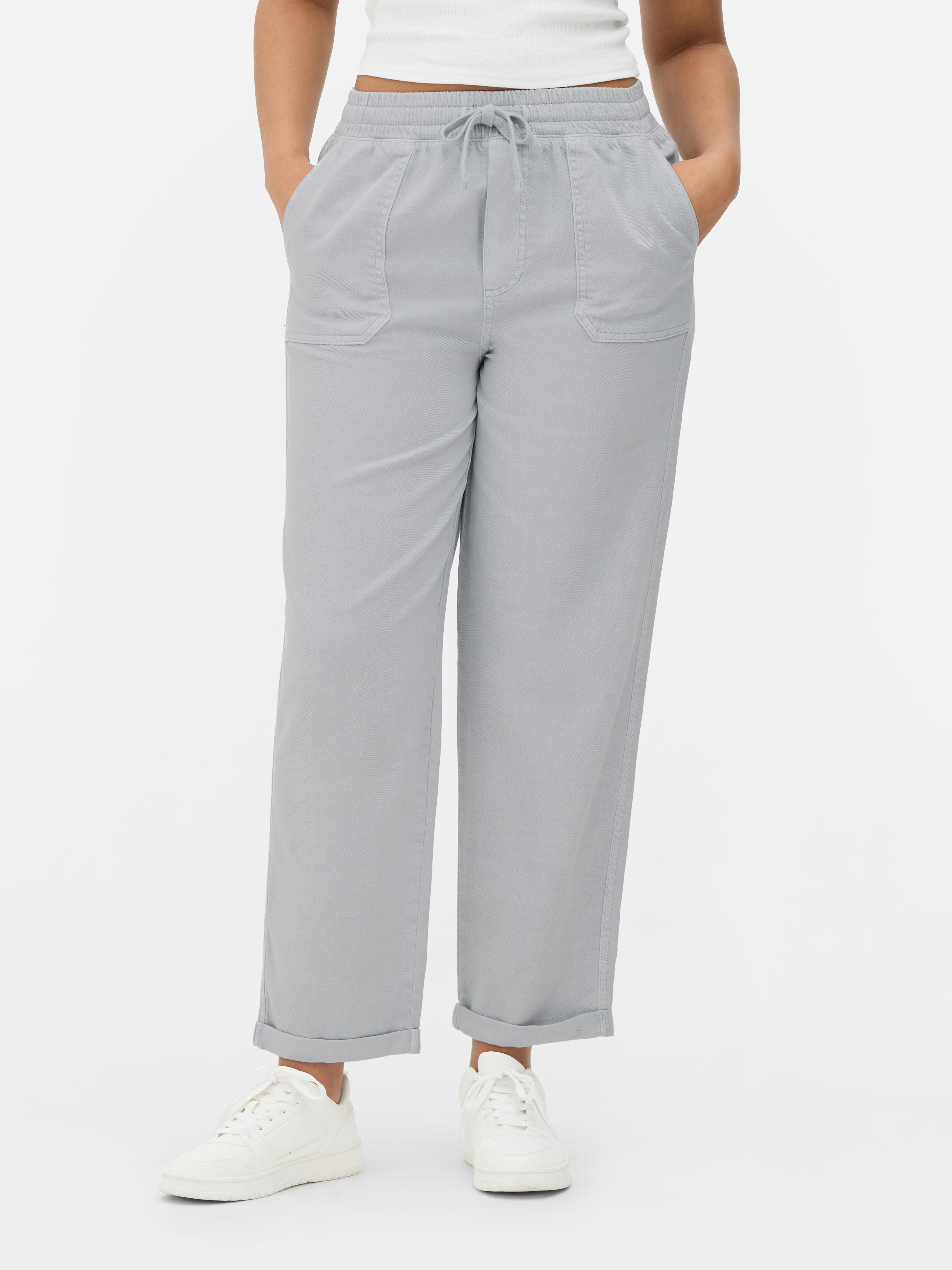 Pantaloni tip jogger cu cordon Albastru deschis