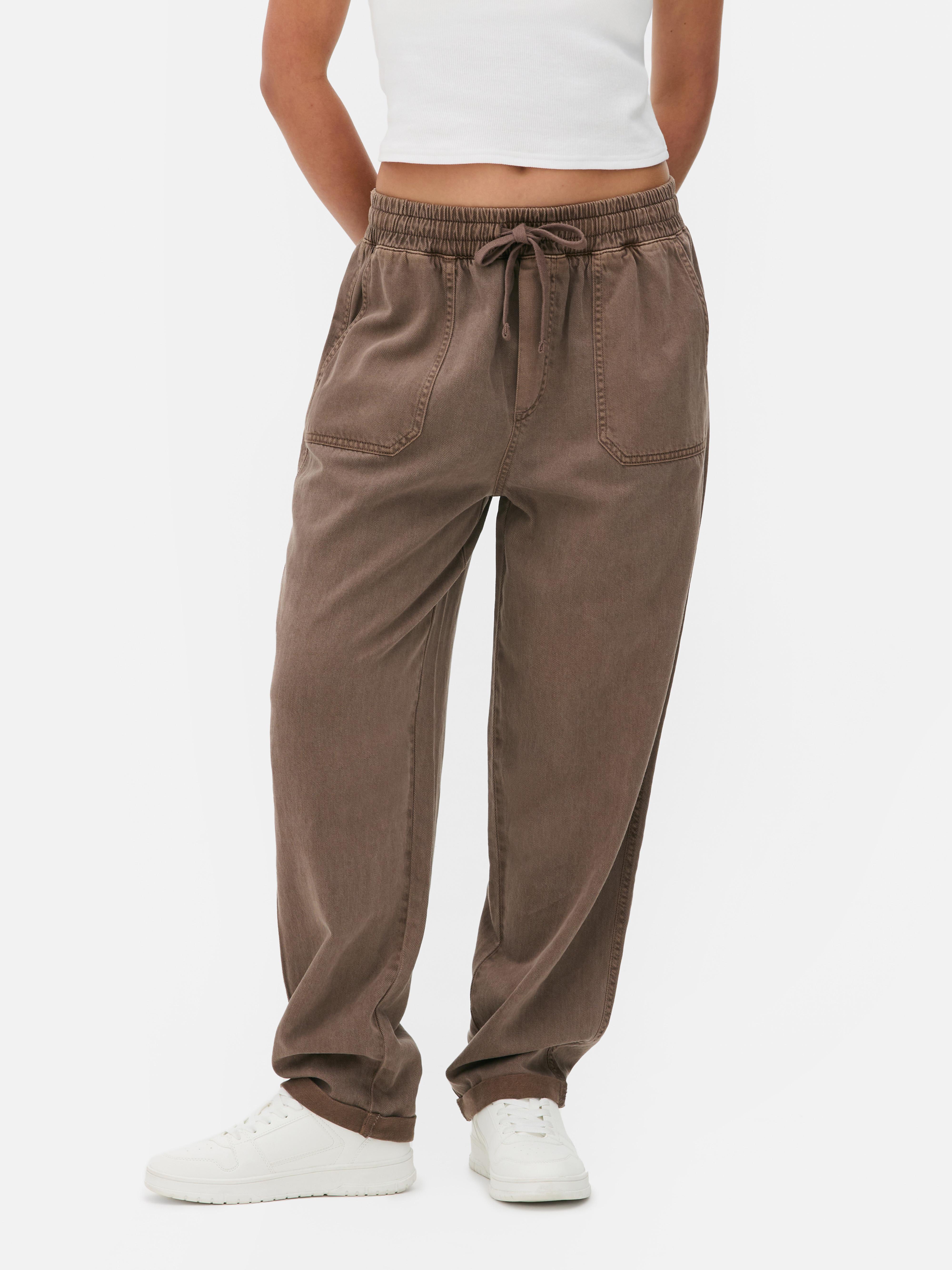 Pantaloni tip jogger cu cordon Maro