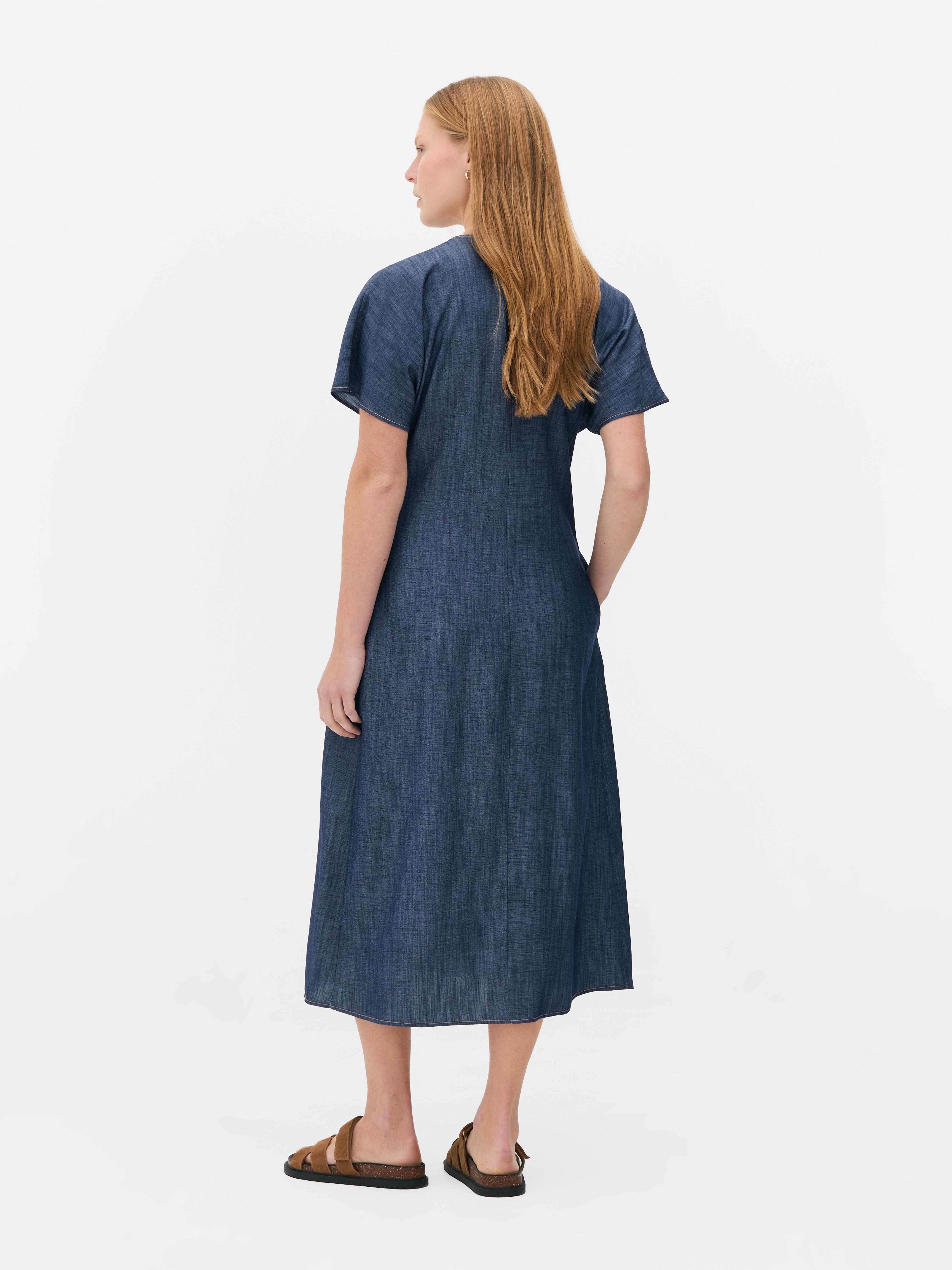 The Edit Chambray Pleated Dress