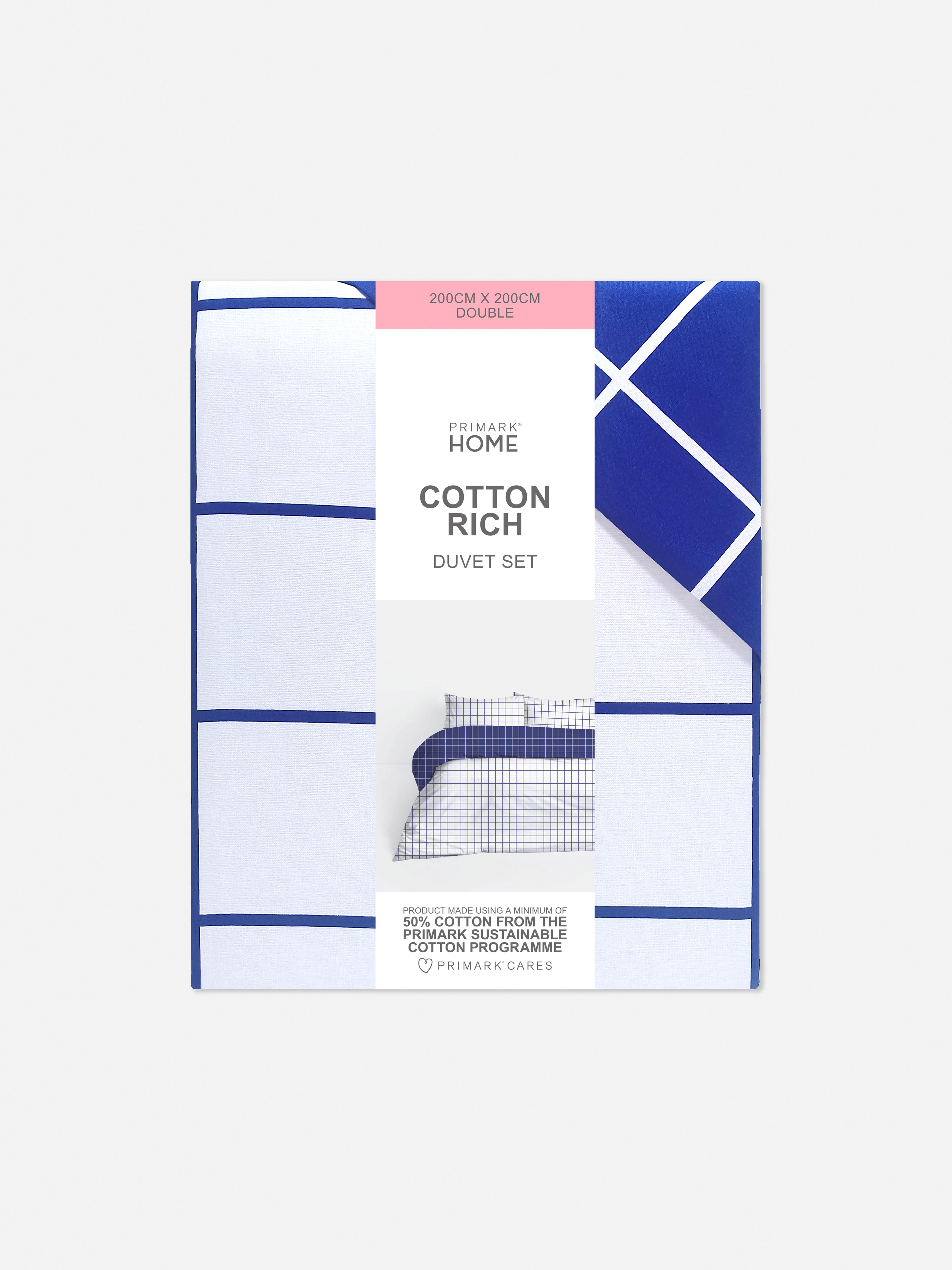 Reversible Window Check Double Duvet Cover Set